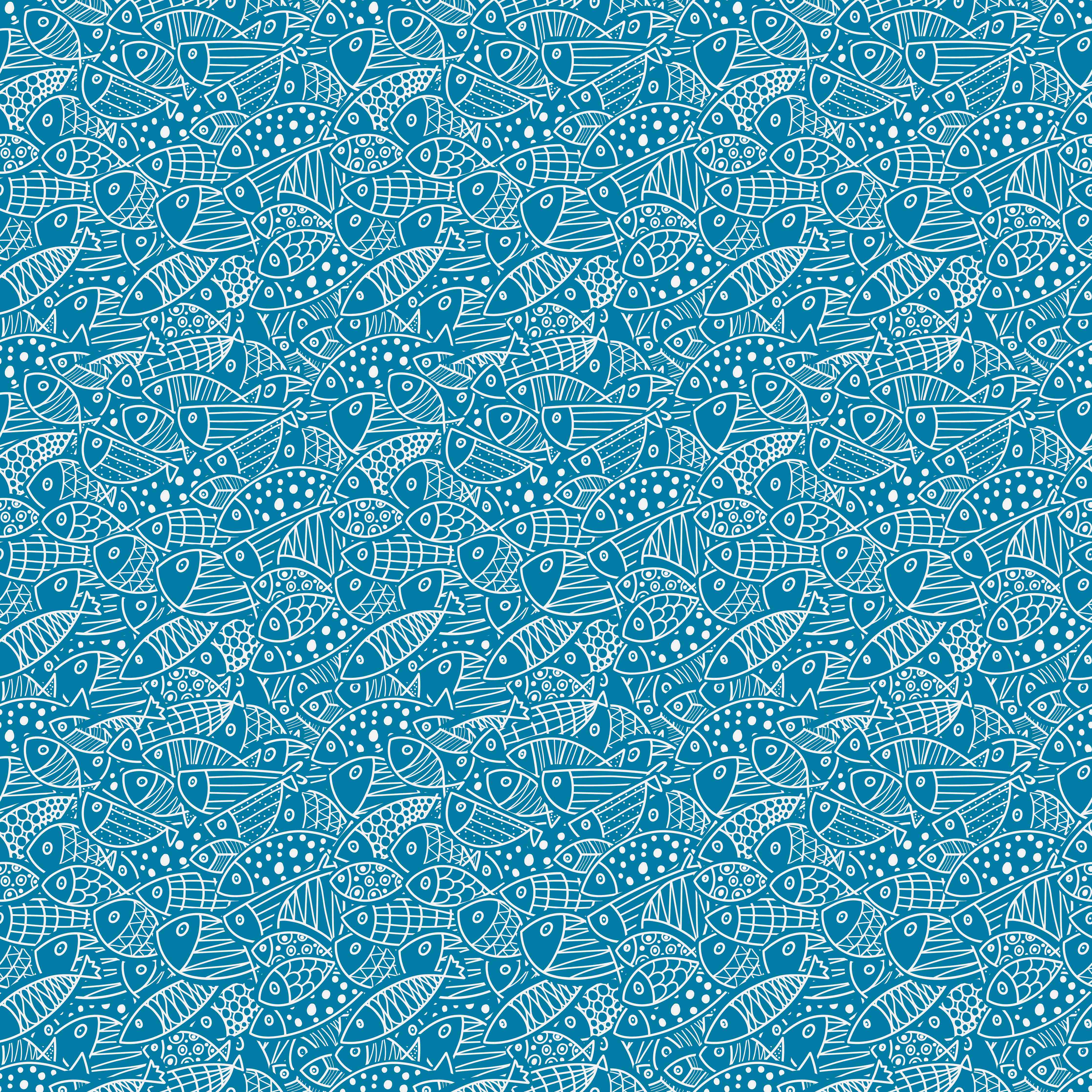 Kinderzimmer Wandgestaltung-Türkis‑Weißes Fischmuster