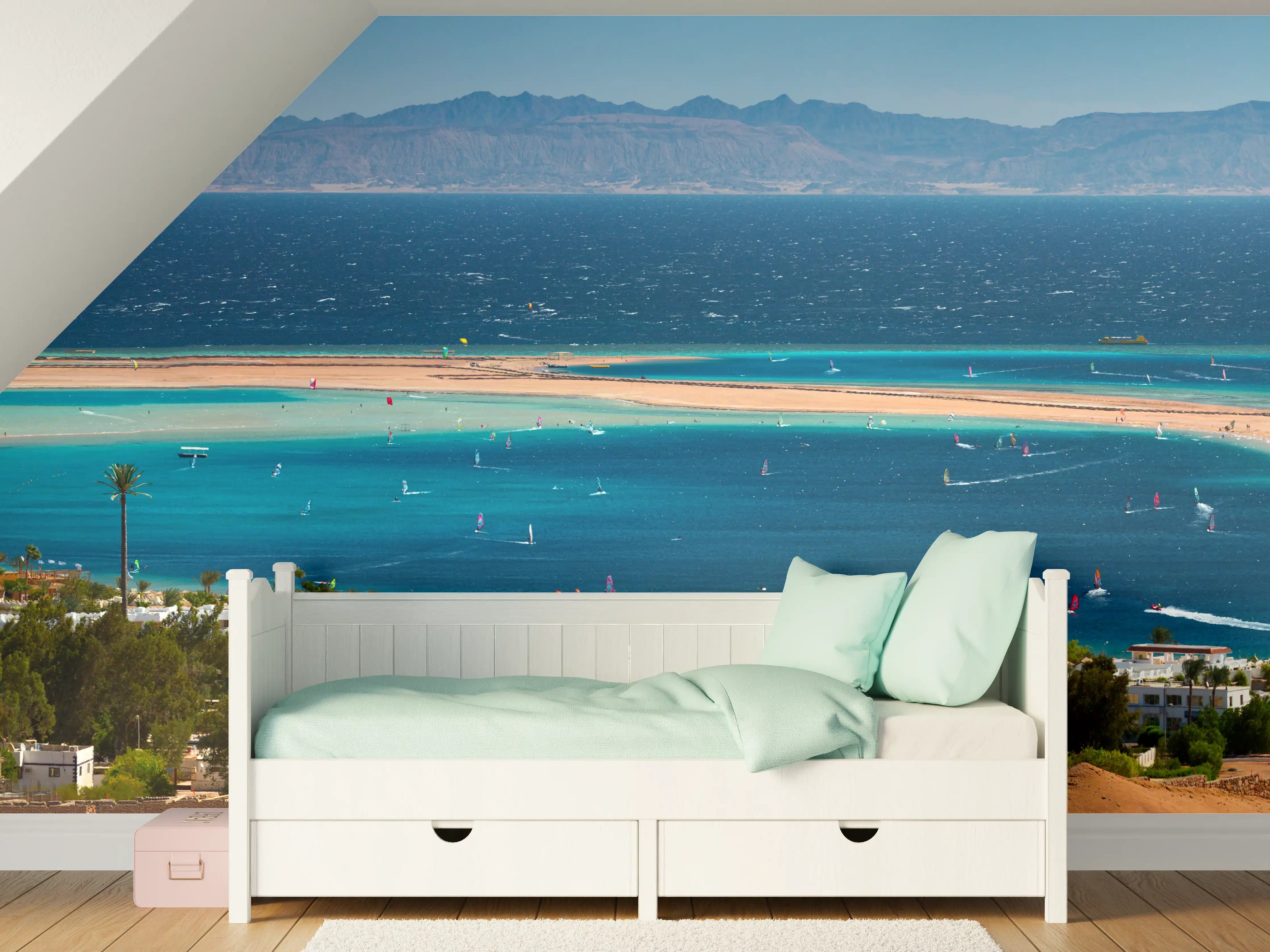 Kinderzimmer Wandgestaltung - Türkisblaue Lagunenansicht