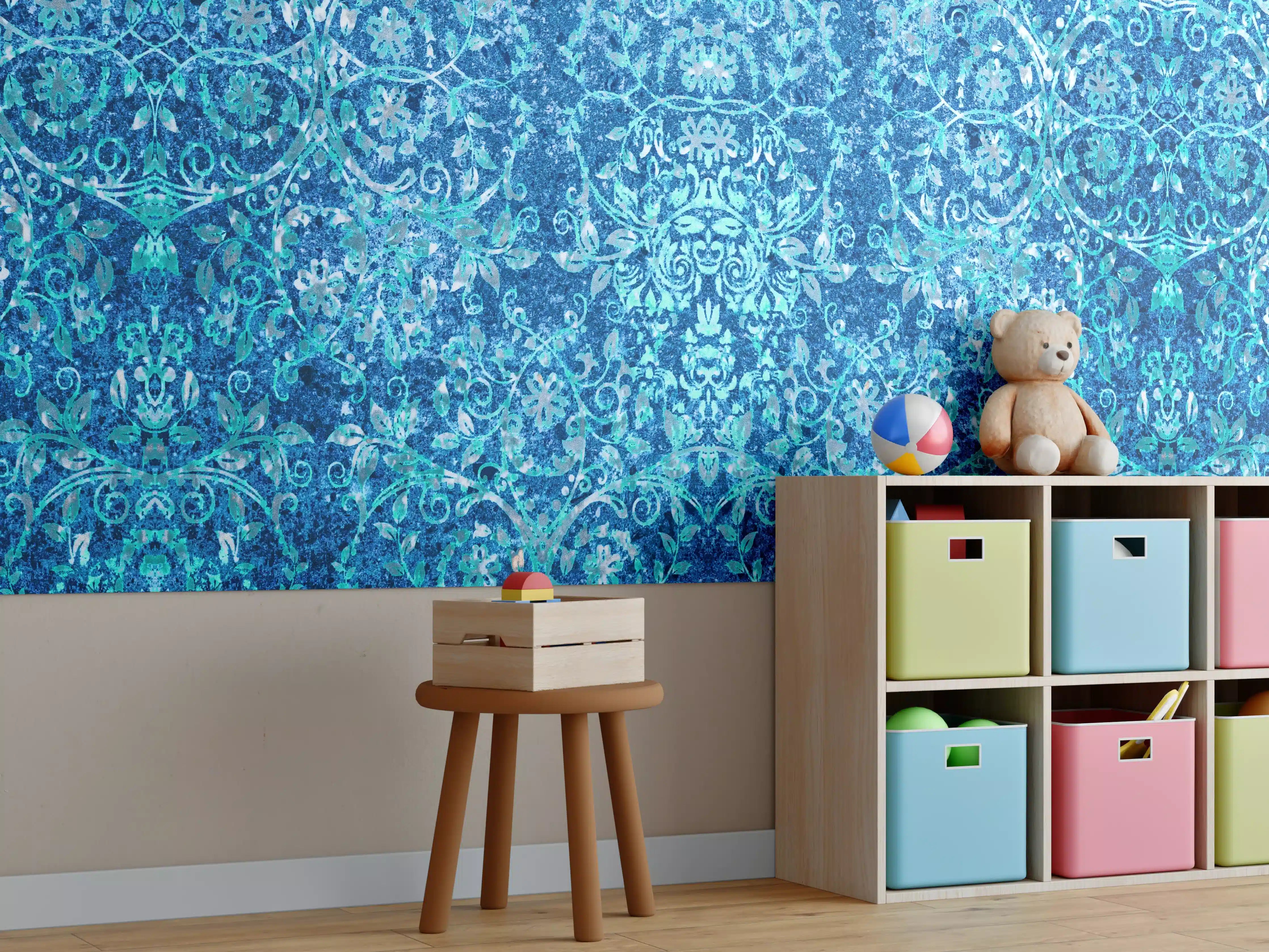 Kinderzimmer Wandgestaltung - Türkise Aquamarin Wand Textur