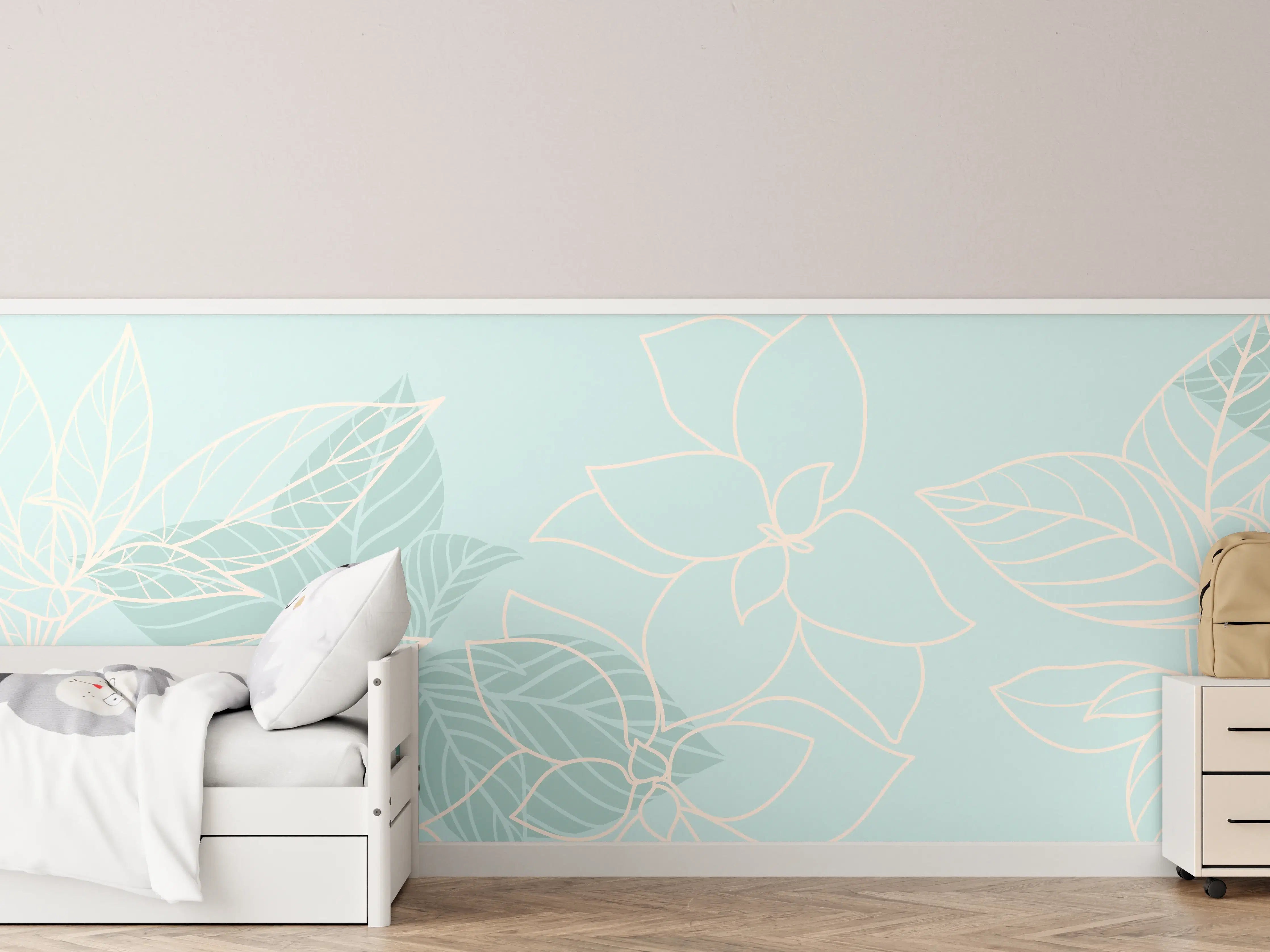 Kinderzimmer Wandgestaltung - Türkise Pflanzen