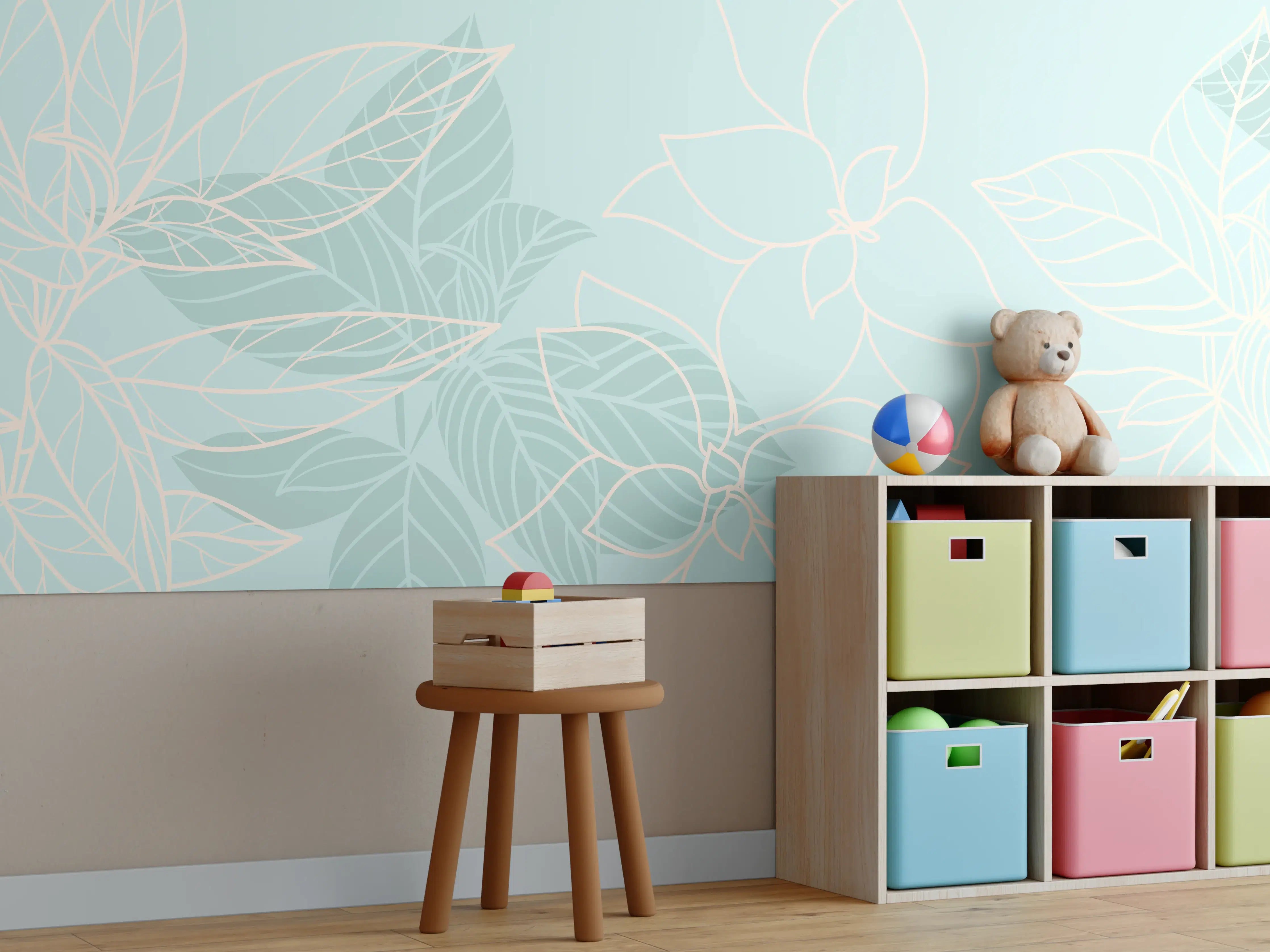 Kinderzimmer Wandgestaltung - Türkise Pflanzen