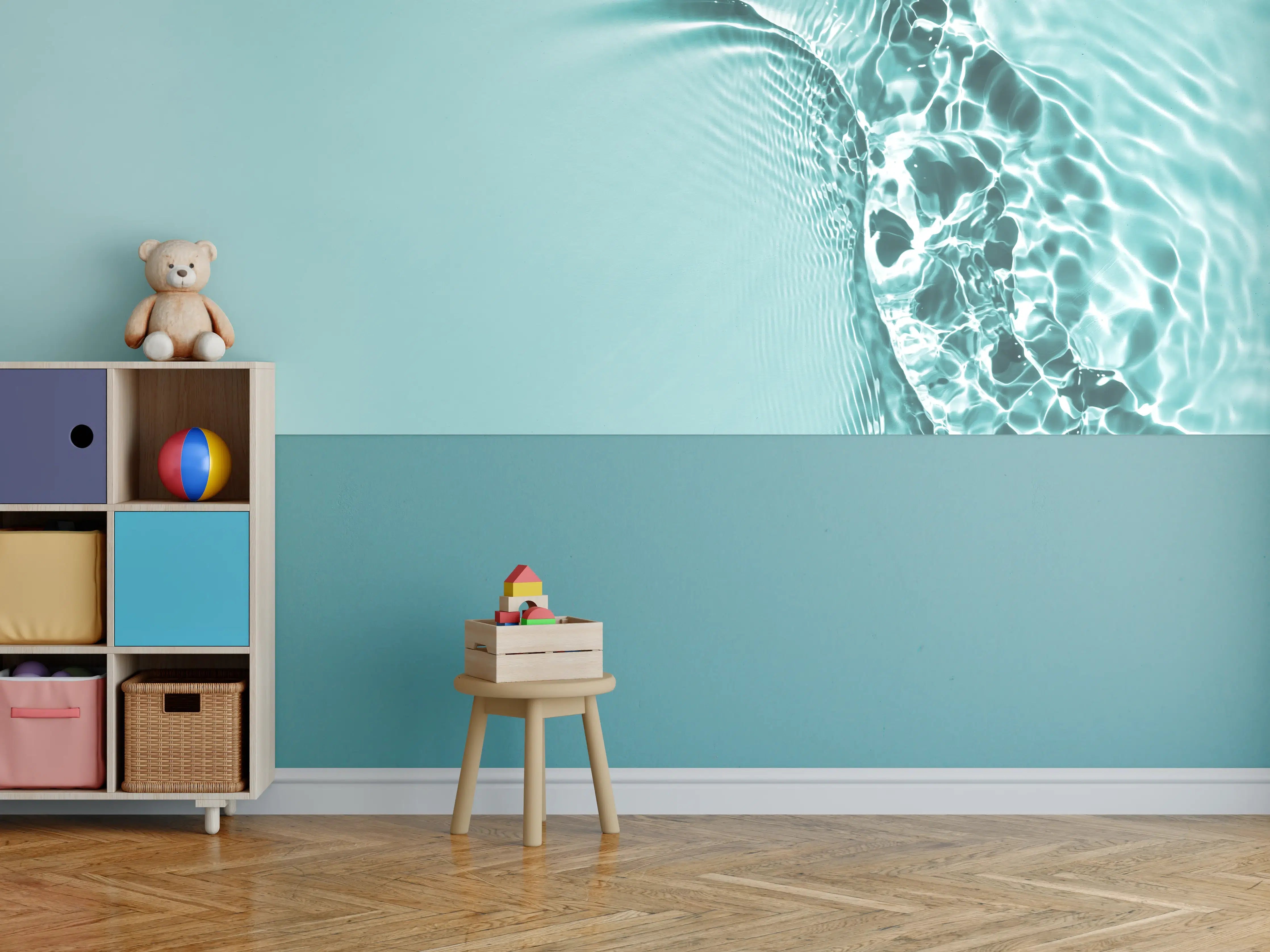 Kinderzimmer Wandgestaltung - Türkisfarbener Wasseroberflächen-Detail