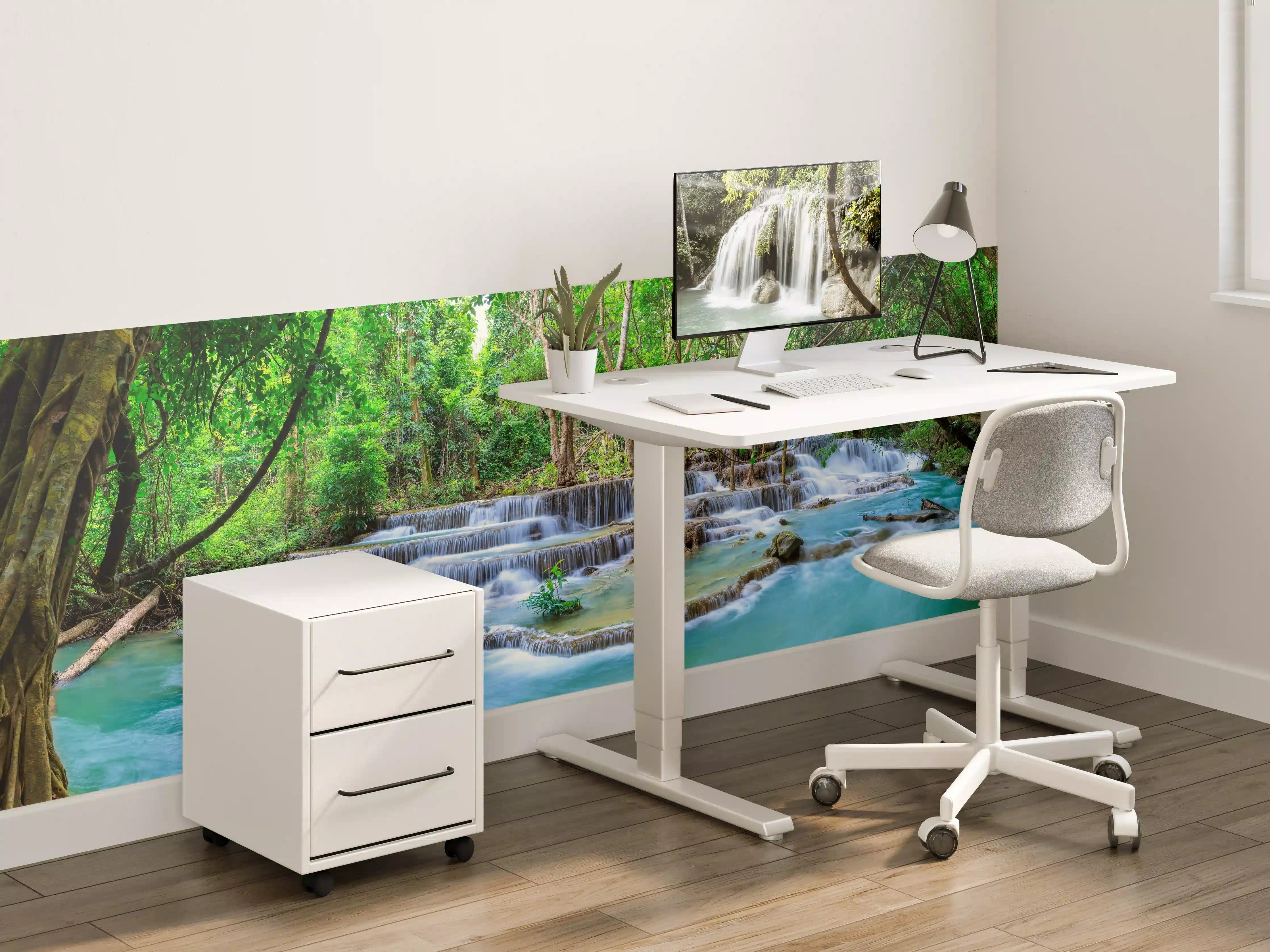 Kinderzimmer Wandgestaltung - Türkisgrüner Dschungel-Wasserfall