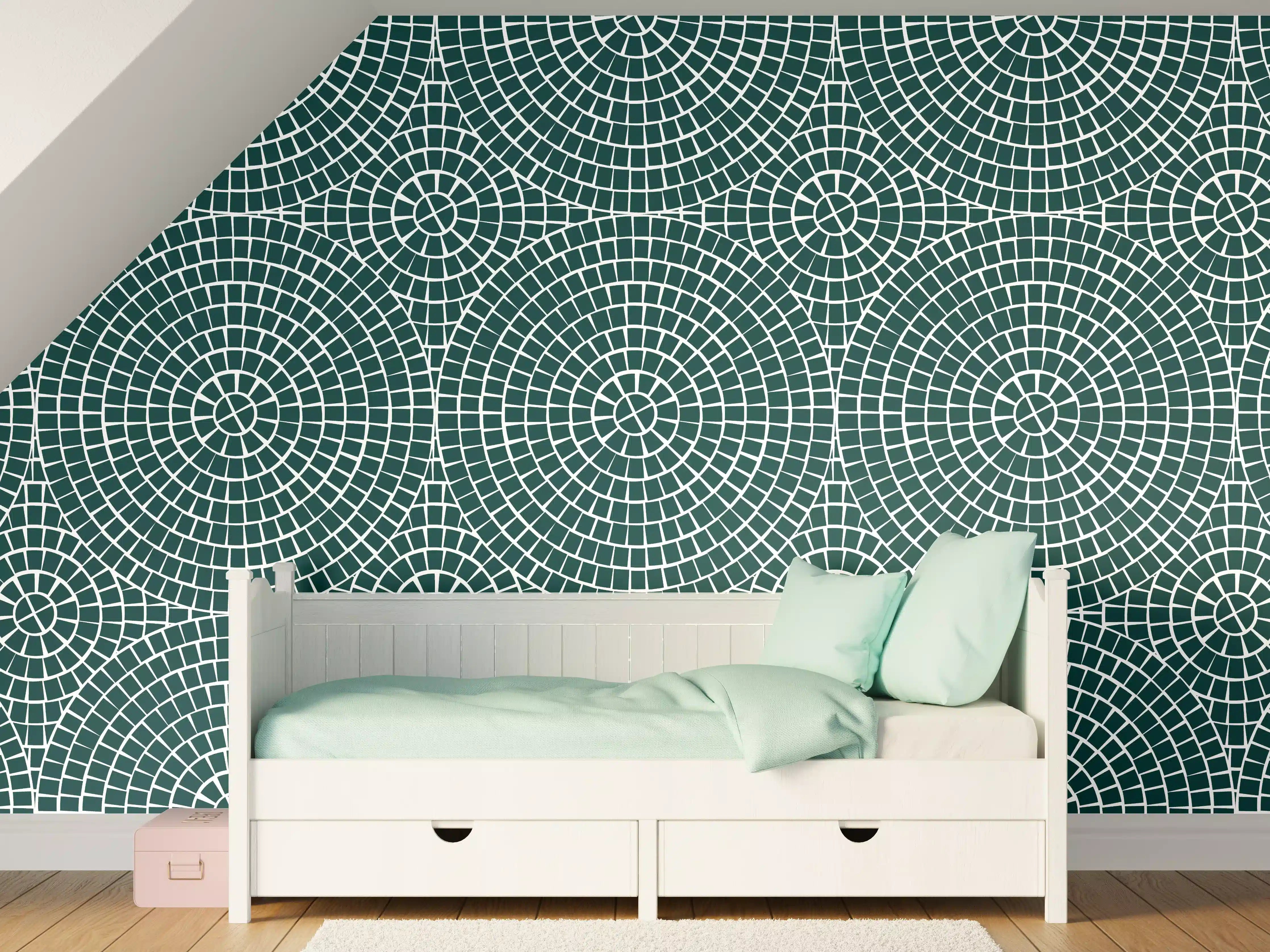 Kinderzimmer Wandgestaltung - Verde petrol Mosaik für Ihre Wandgestaltung