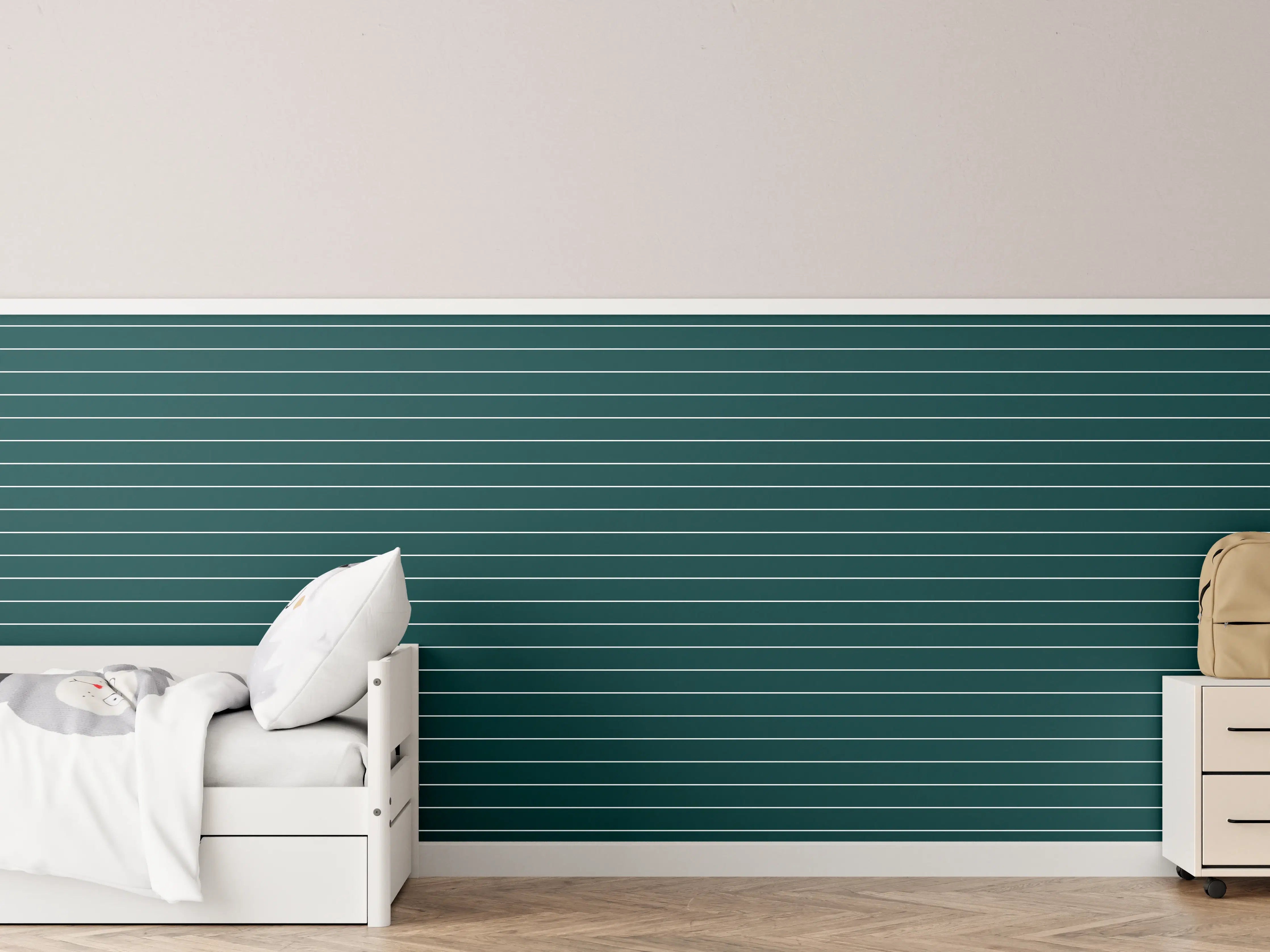 Kinderzimmer Wandgestaltung - Verde petrolio horizontale geometrica