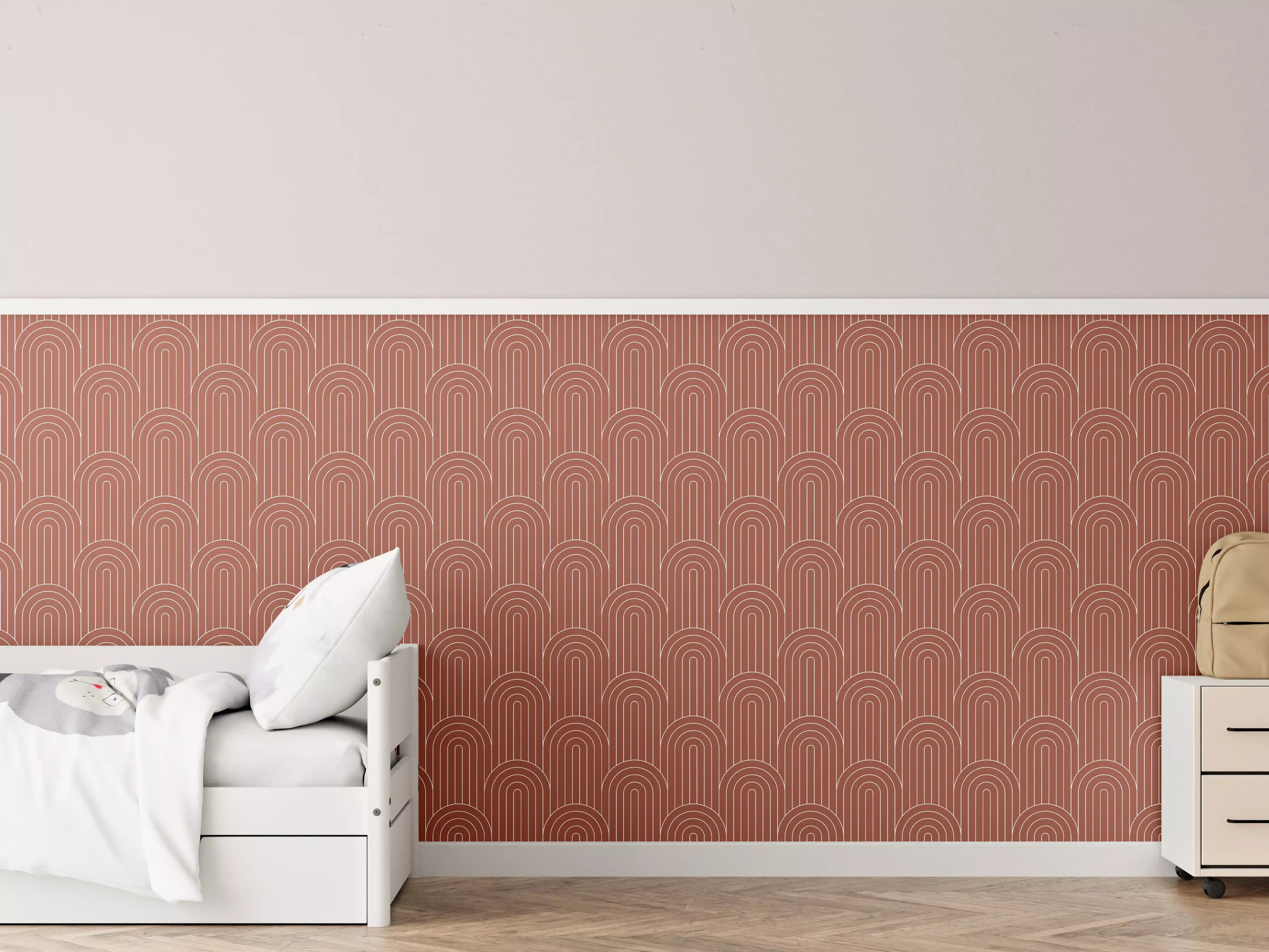 Kinderzimmer Wandgestaltung - Vergraute Ruggine-Optik auf Weißem Hintergrund mit Graunuancen