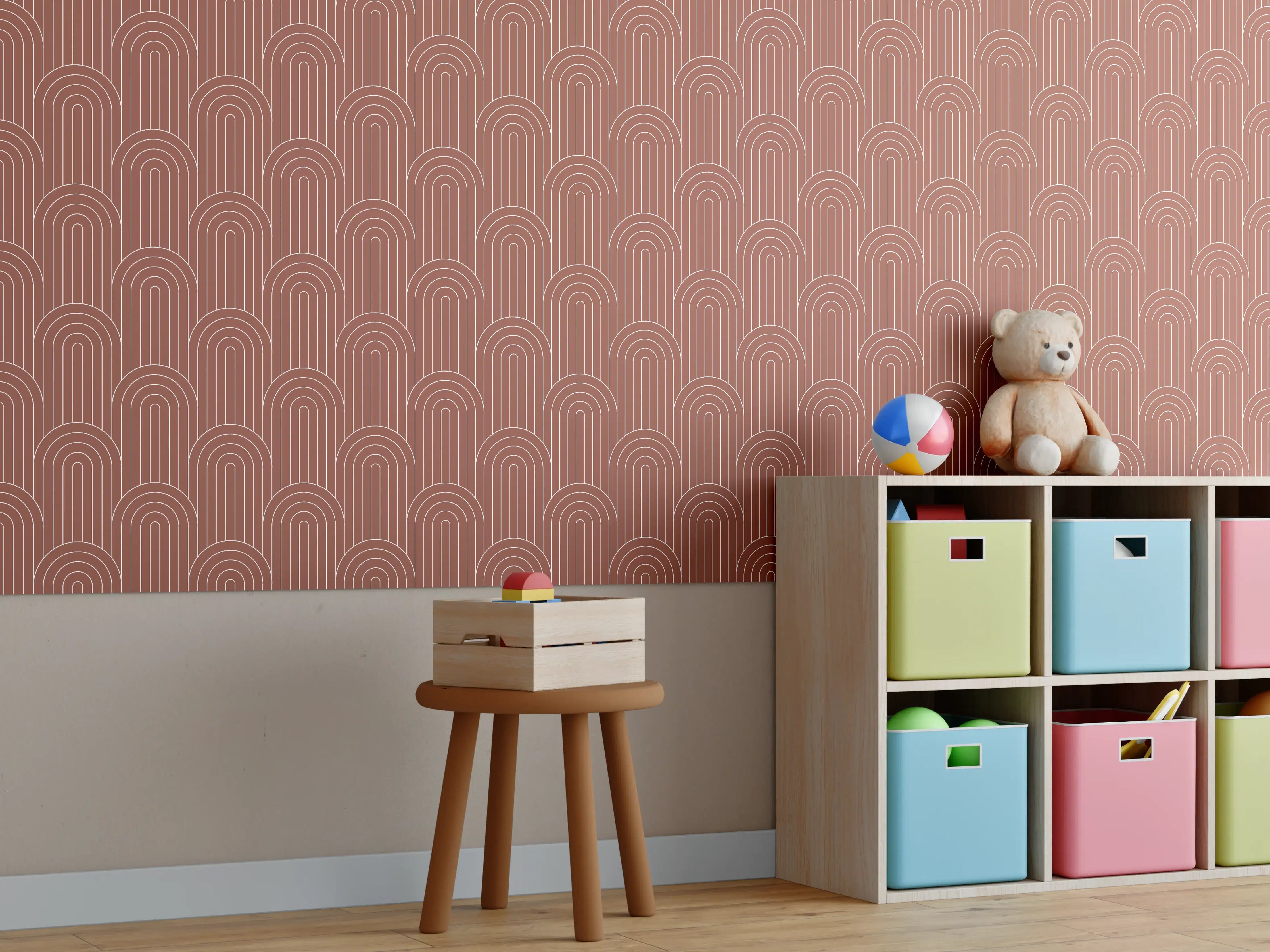 Kinderzimmer Wandgestaltung - Vergraute Ruggine-Optik auf Weißem Hintergrund mit Graunuancen