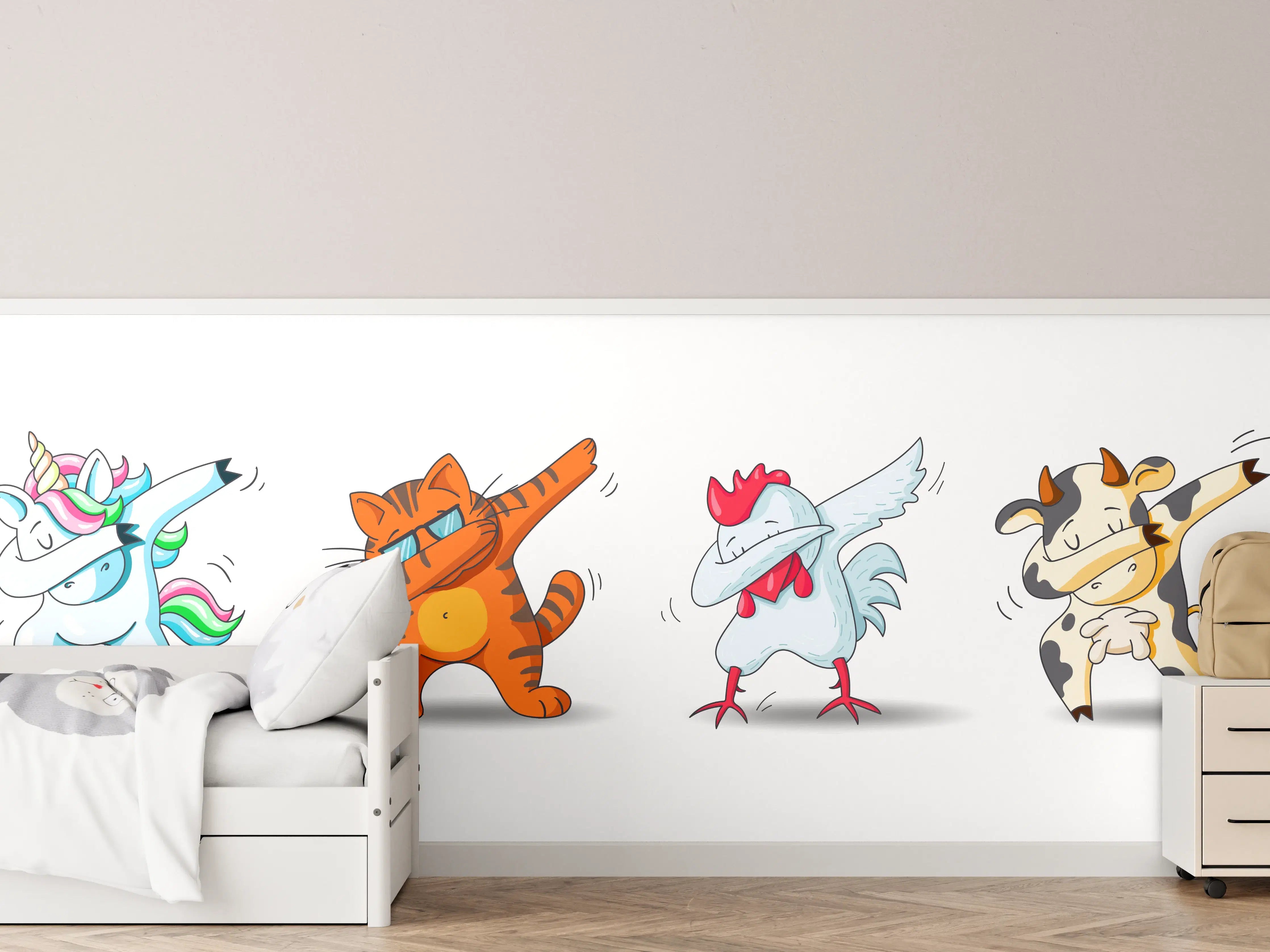 Kinderzimmer Wandgestaltung - Verspielte Cartoon Tiere