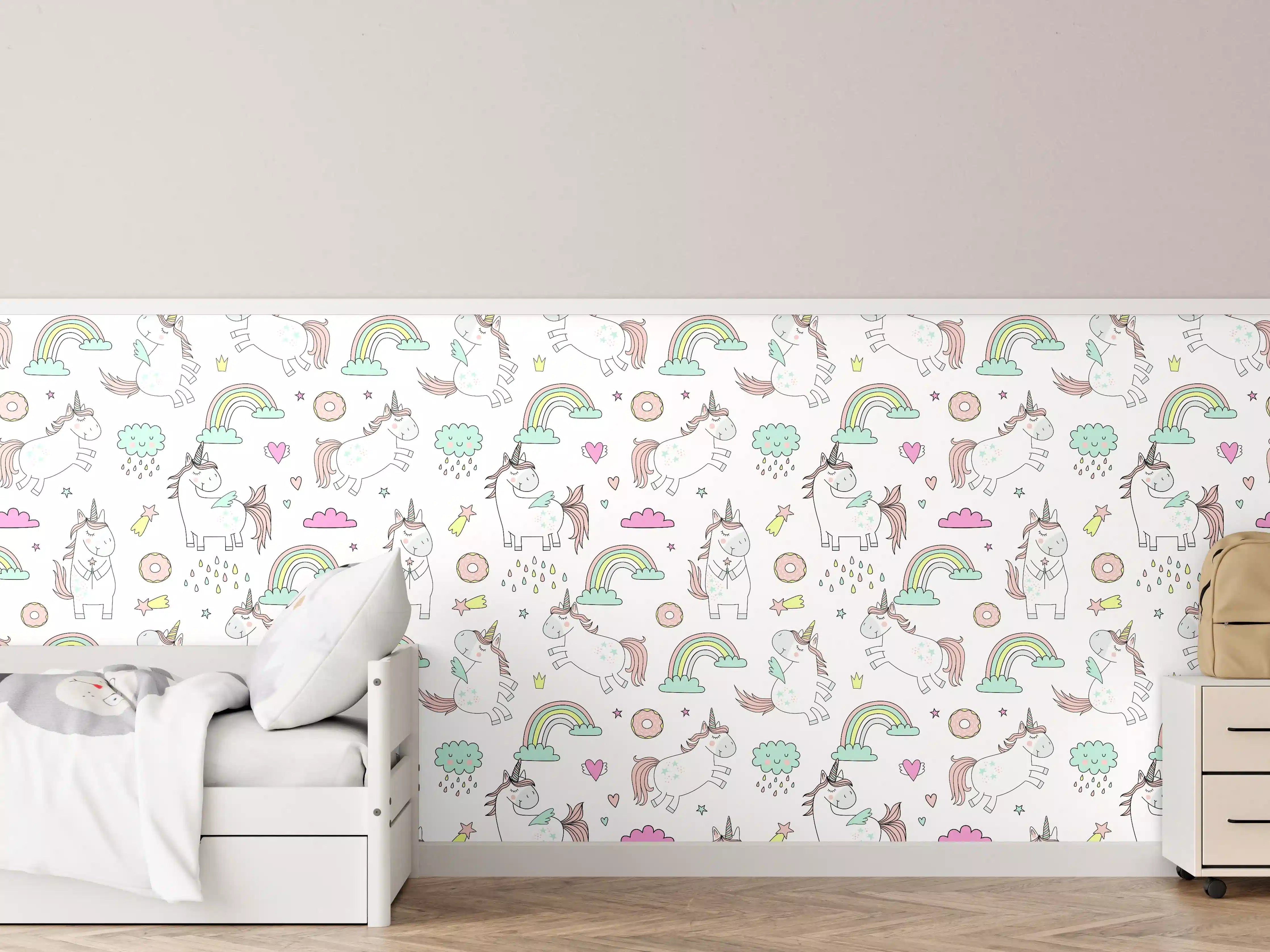 Kinderzimmer Wandgestaltung - Verspielte Einhorn-Wanddekoration in Pastellfarben