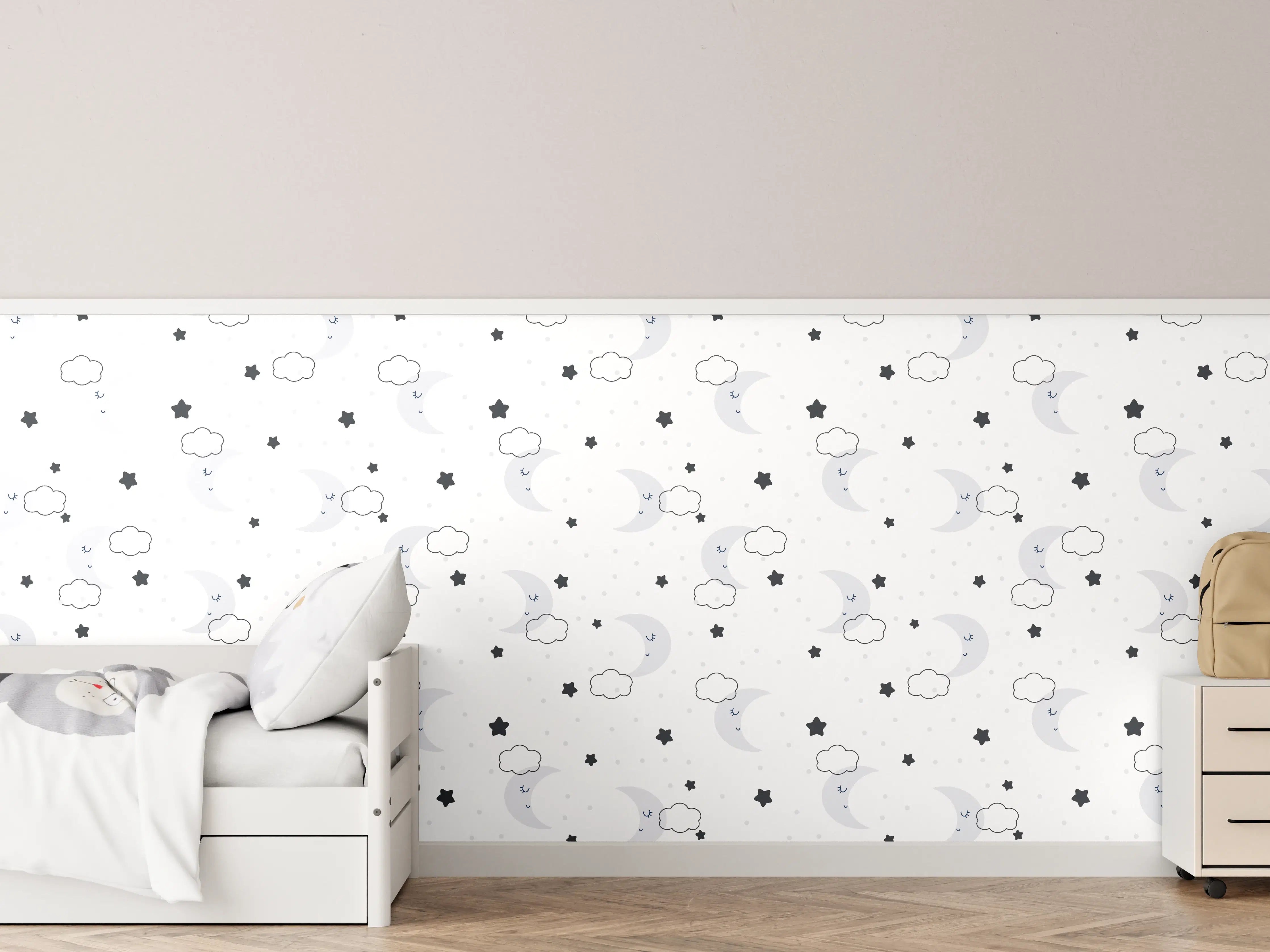 Kinderzimmer Wandgestaltung - Verspielte Wolken und Sterne