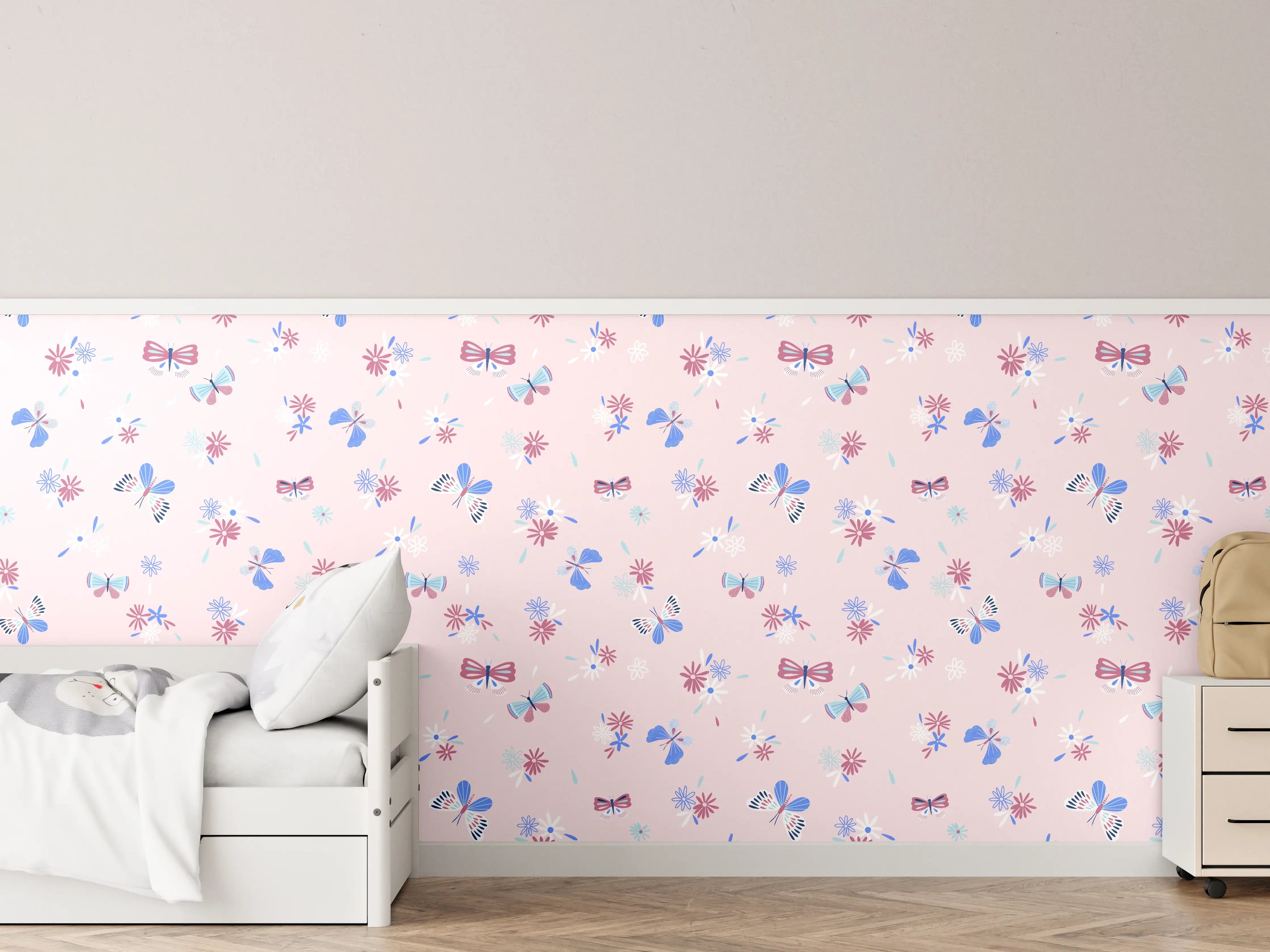 Kinderzimmer Wandgestaltung - Verspieltes Bienen-Design auf pastellfarbenem Hintergrund