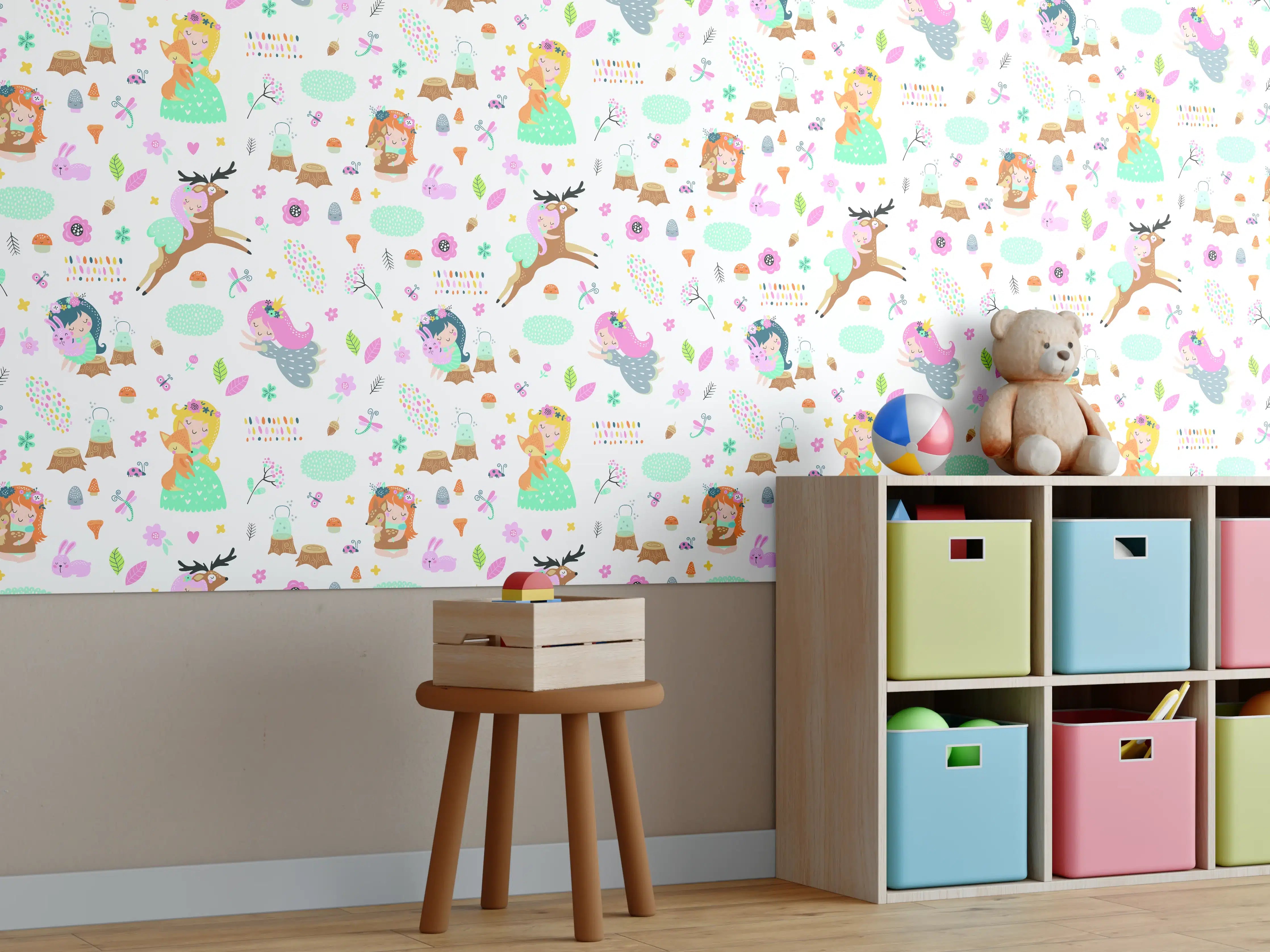 Kinderzimmer Wandgestaltung - Verspieltes Weihnachtsmuster in Pastellfarben