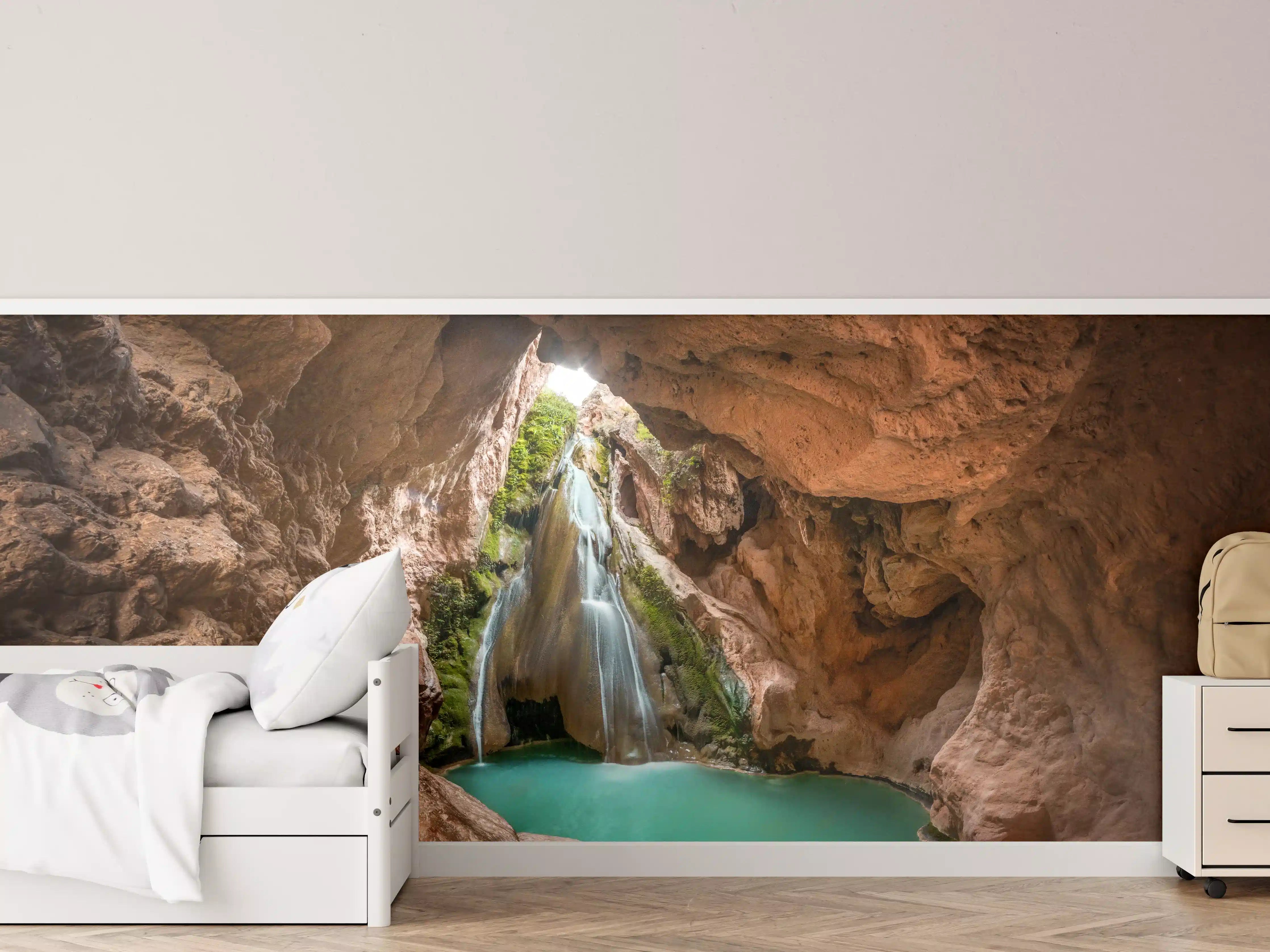 Kinderzimmer Wandgestaltung - Versteckte Oase in der Felsenschlucht