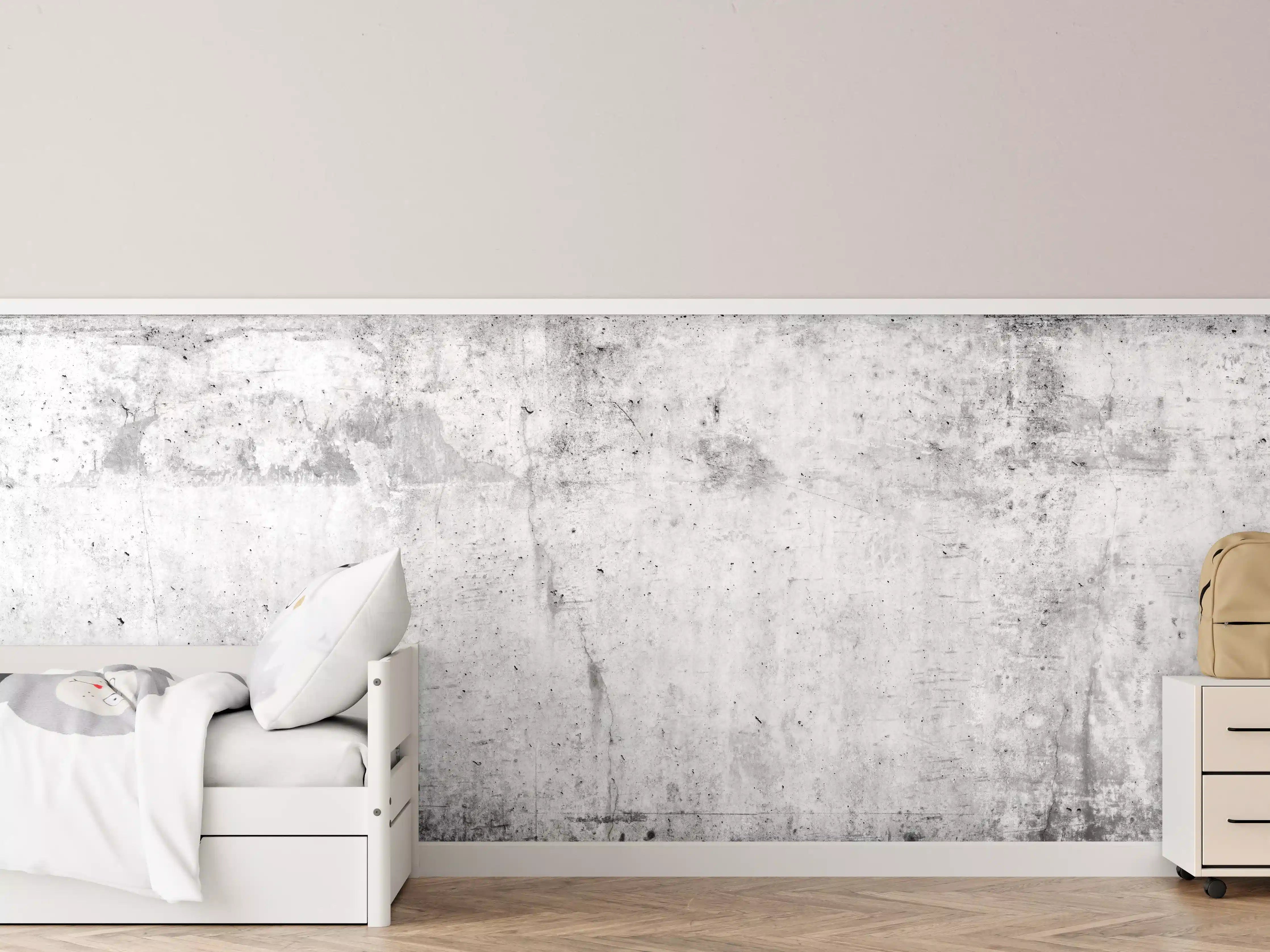 Kinderzimmer Wandgestaltung - Verwitterte weiße Betonwandtextur