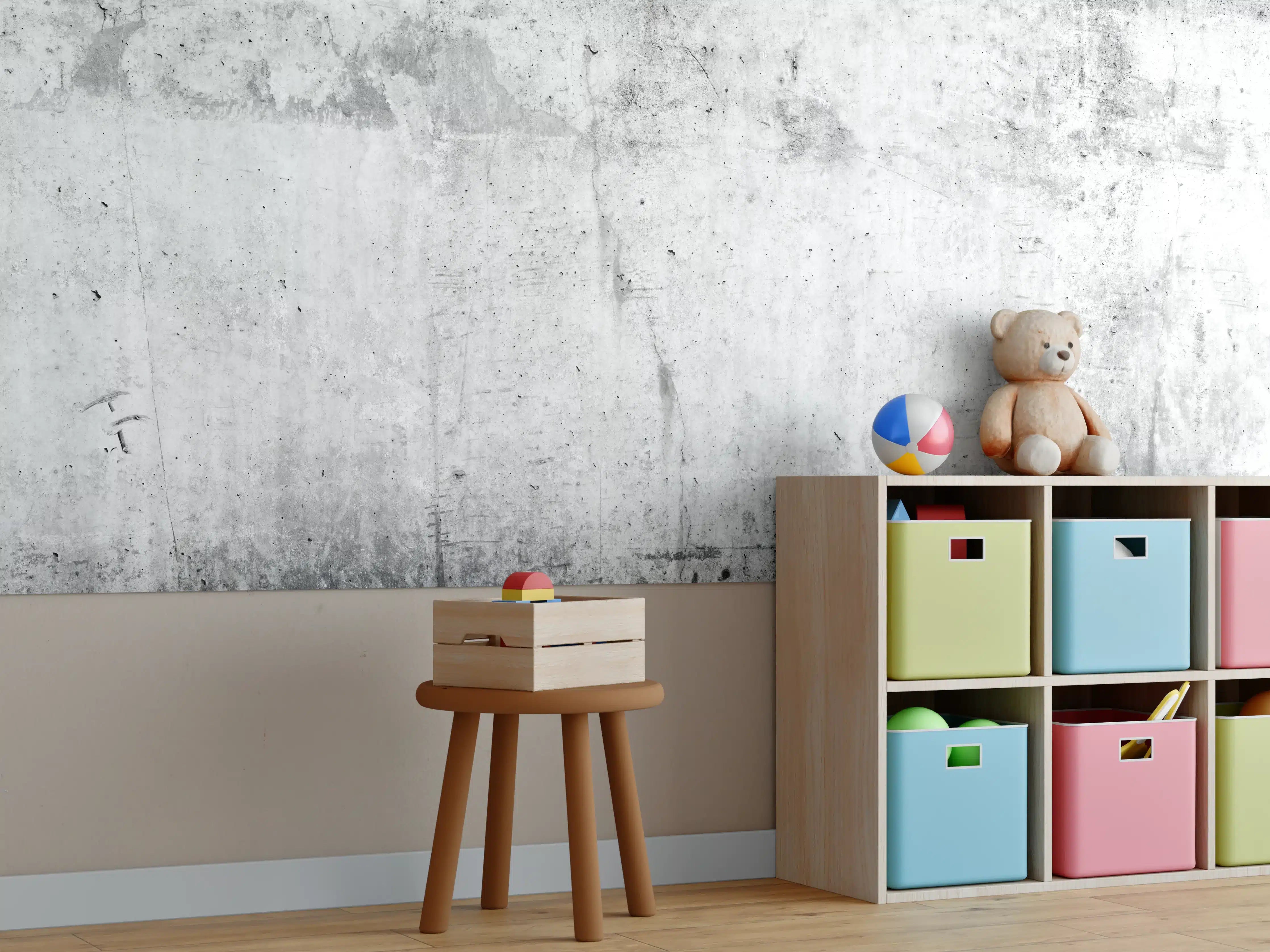 Kinderzimmer Wandgestaltung - Verwitterte weiße Betonwandtextur