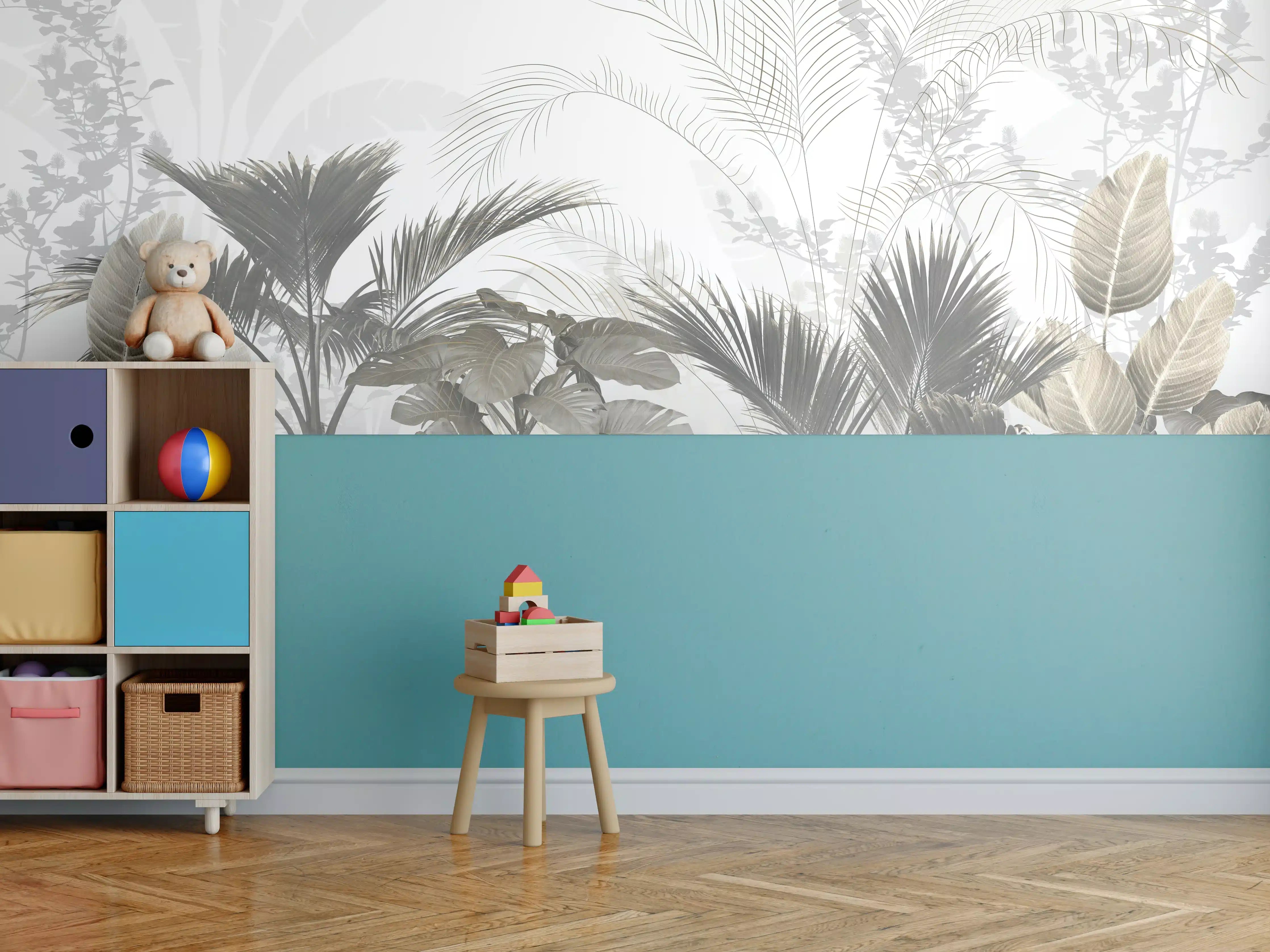 Kinderzimmer Wandgestaltung - Verzauberte Dschungellandschaft in gedeckten Naturtönen