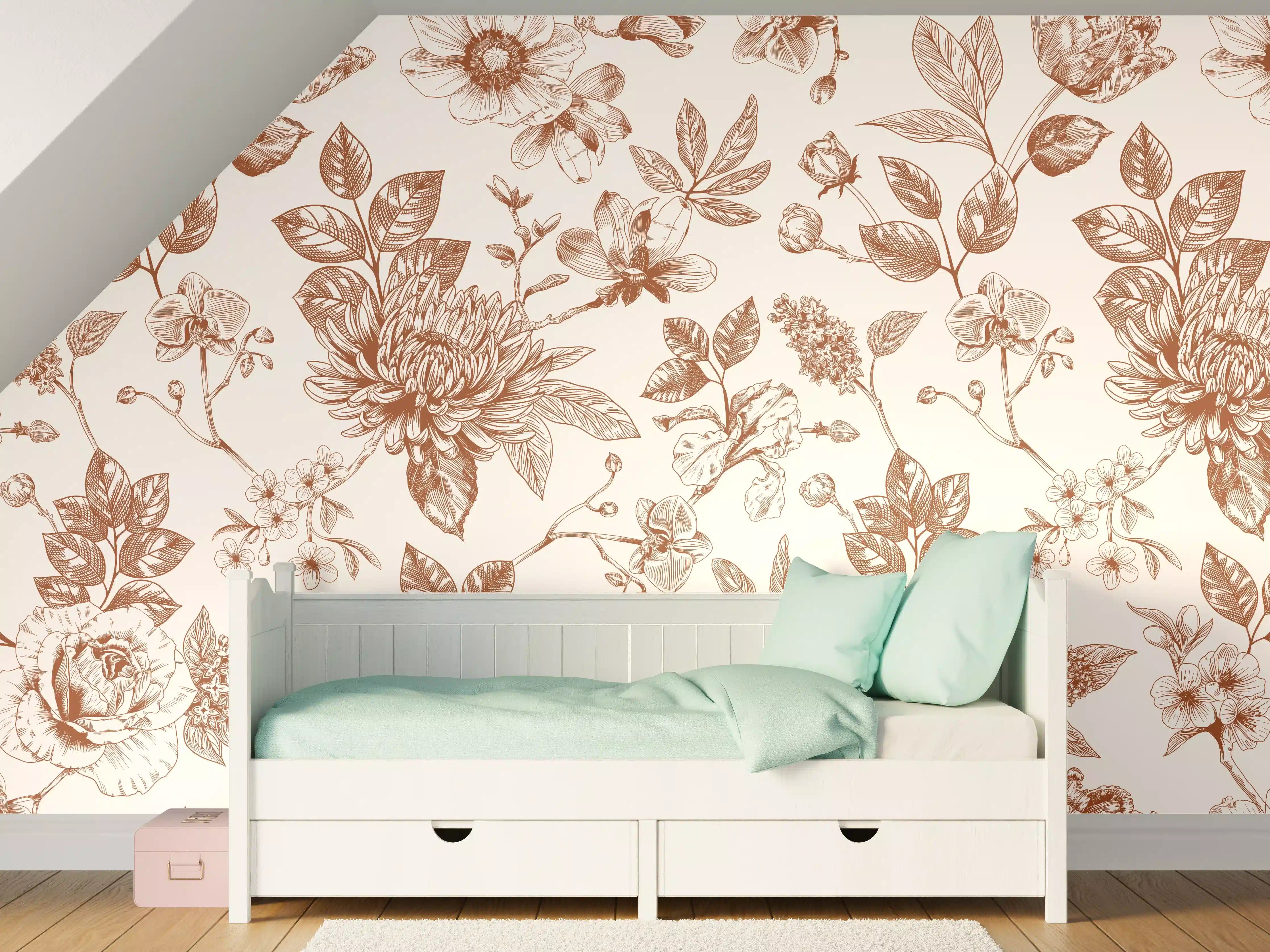 Kinderzimmer Wandgestaltung - Vintage Bloom Amber Blumenmuster