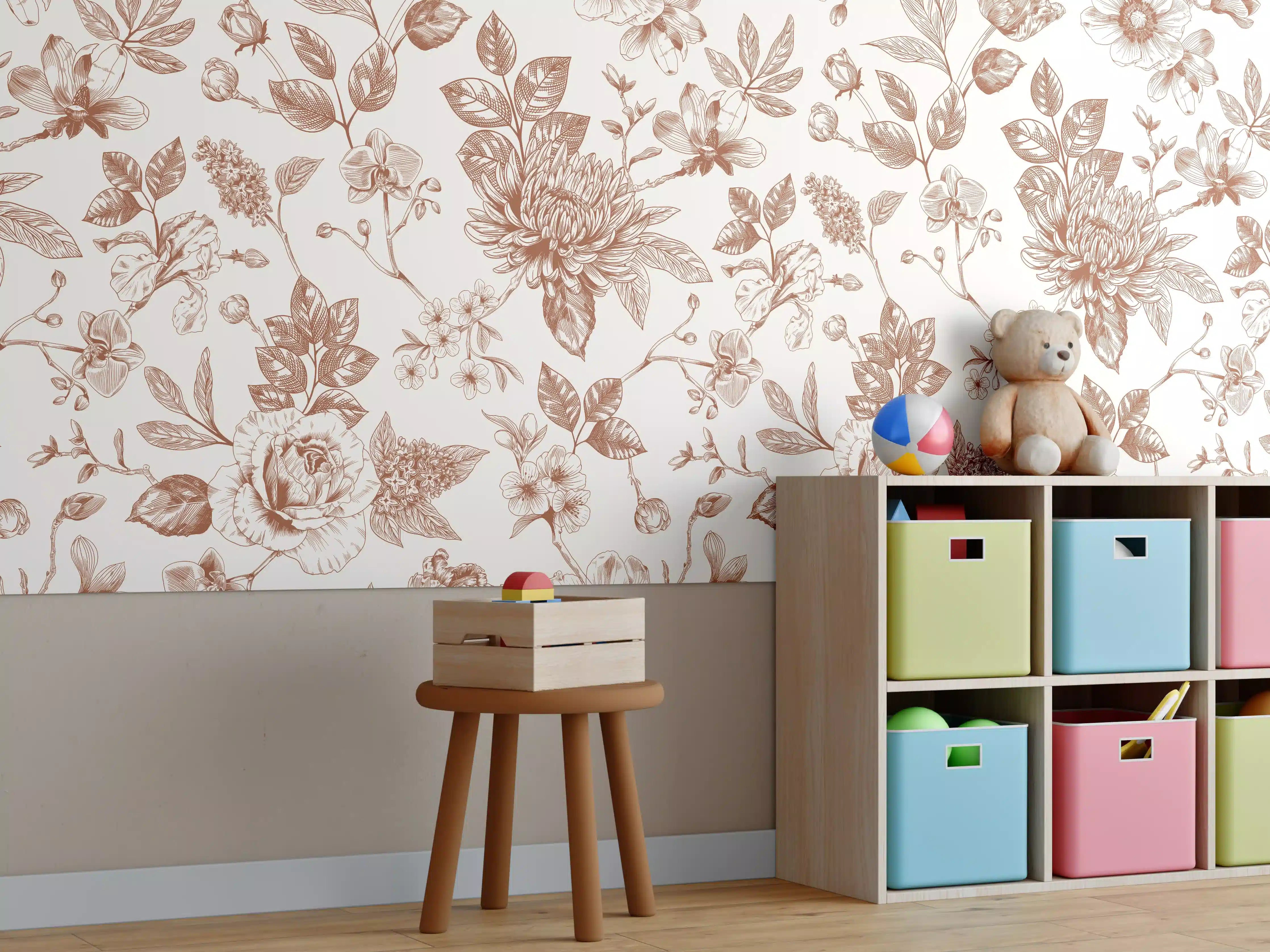 Kinderzimmer Wandgestaltung - Vintage Bloom Amber Blumenmuster