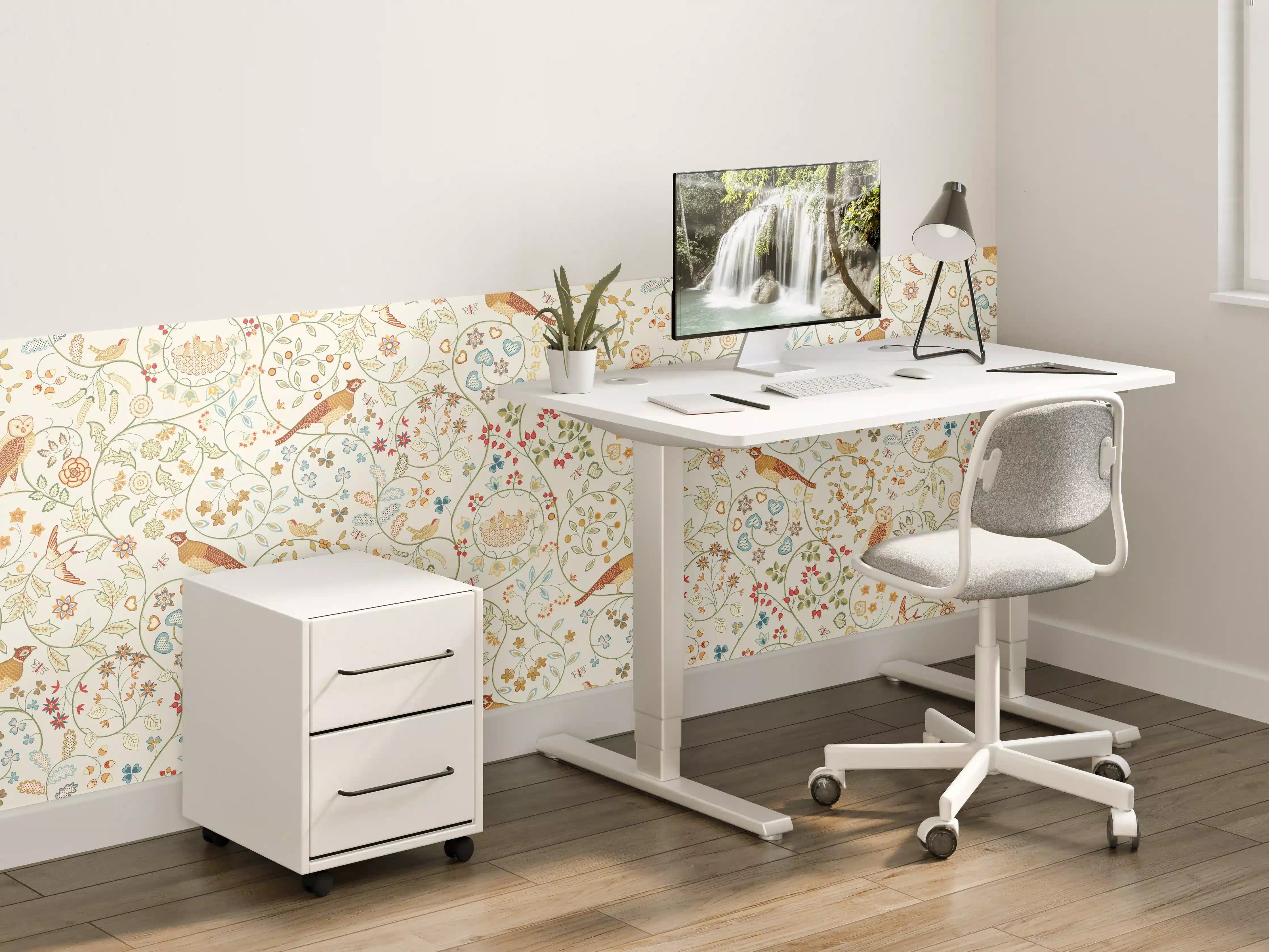 Kinderzimmer Wandgestaltung - Vintage Bloom Blumenmuster Beige