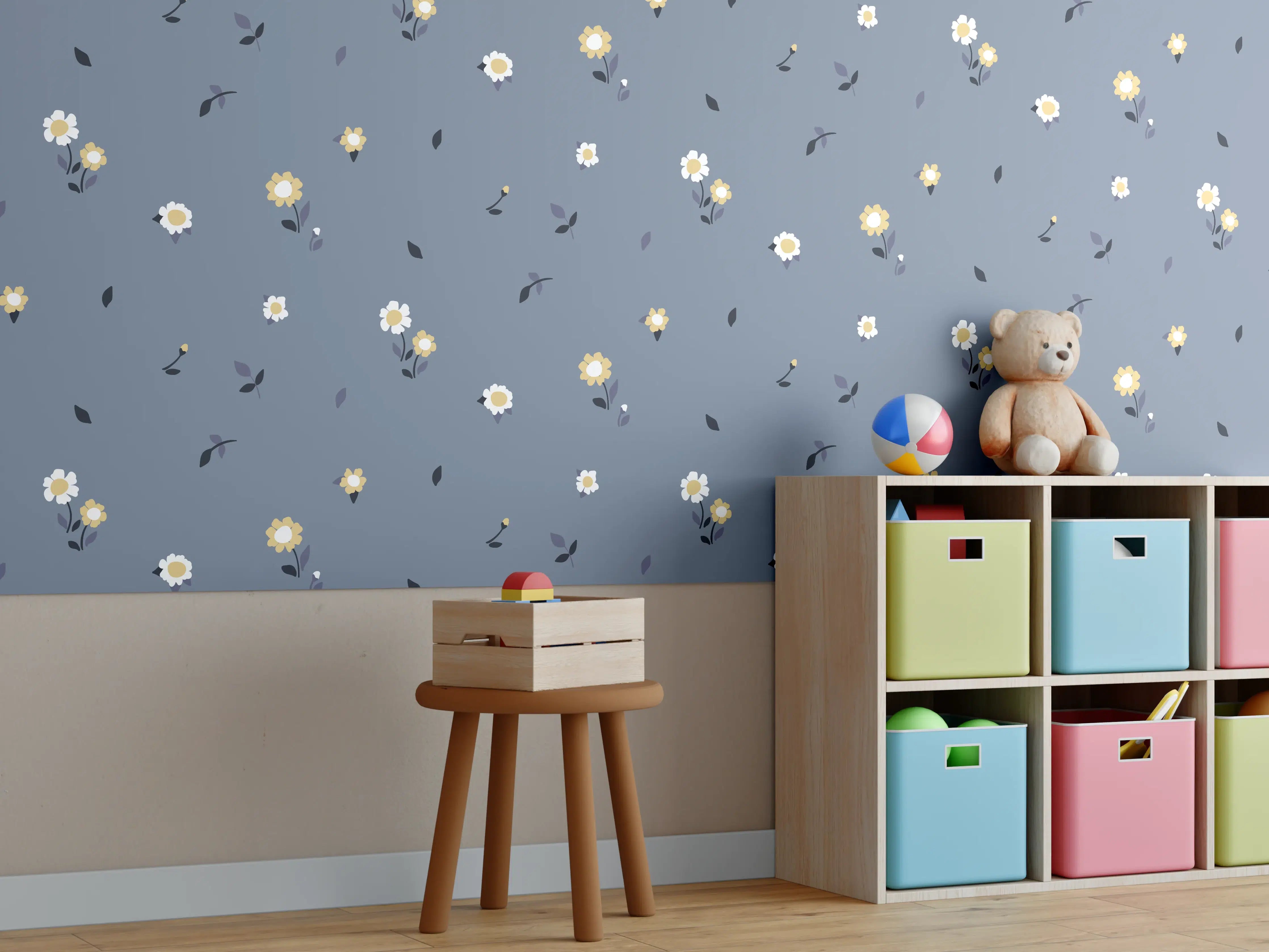 Kinderzimmer Wandgestaltung - Vintage Bloom Ditsy Blumenmuster