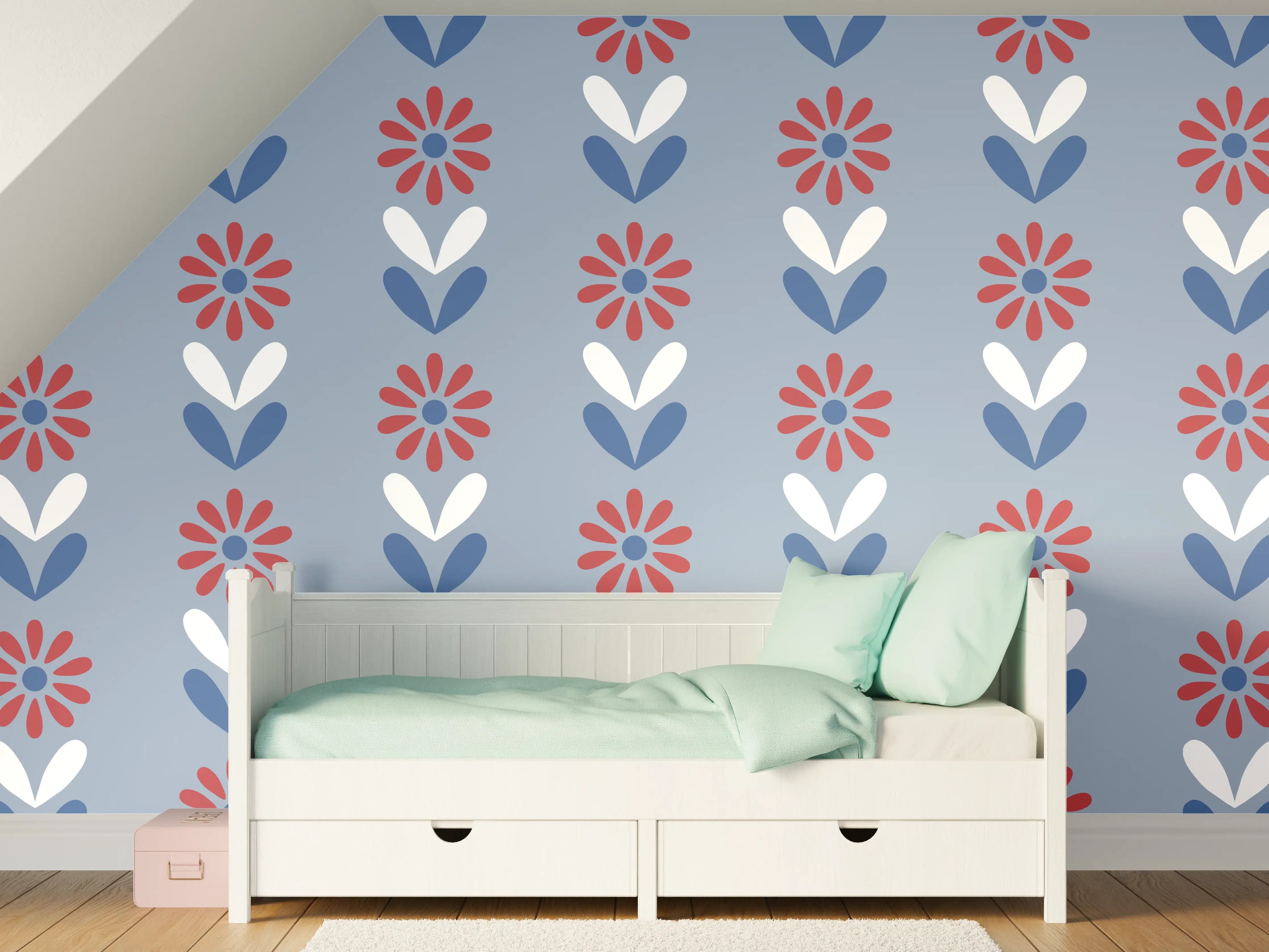 Kinderzimmer Wandgestaltung - Vintage Bloom Gänseblümchen Tapete