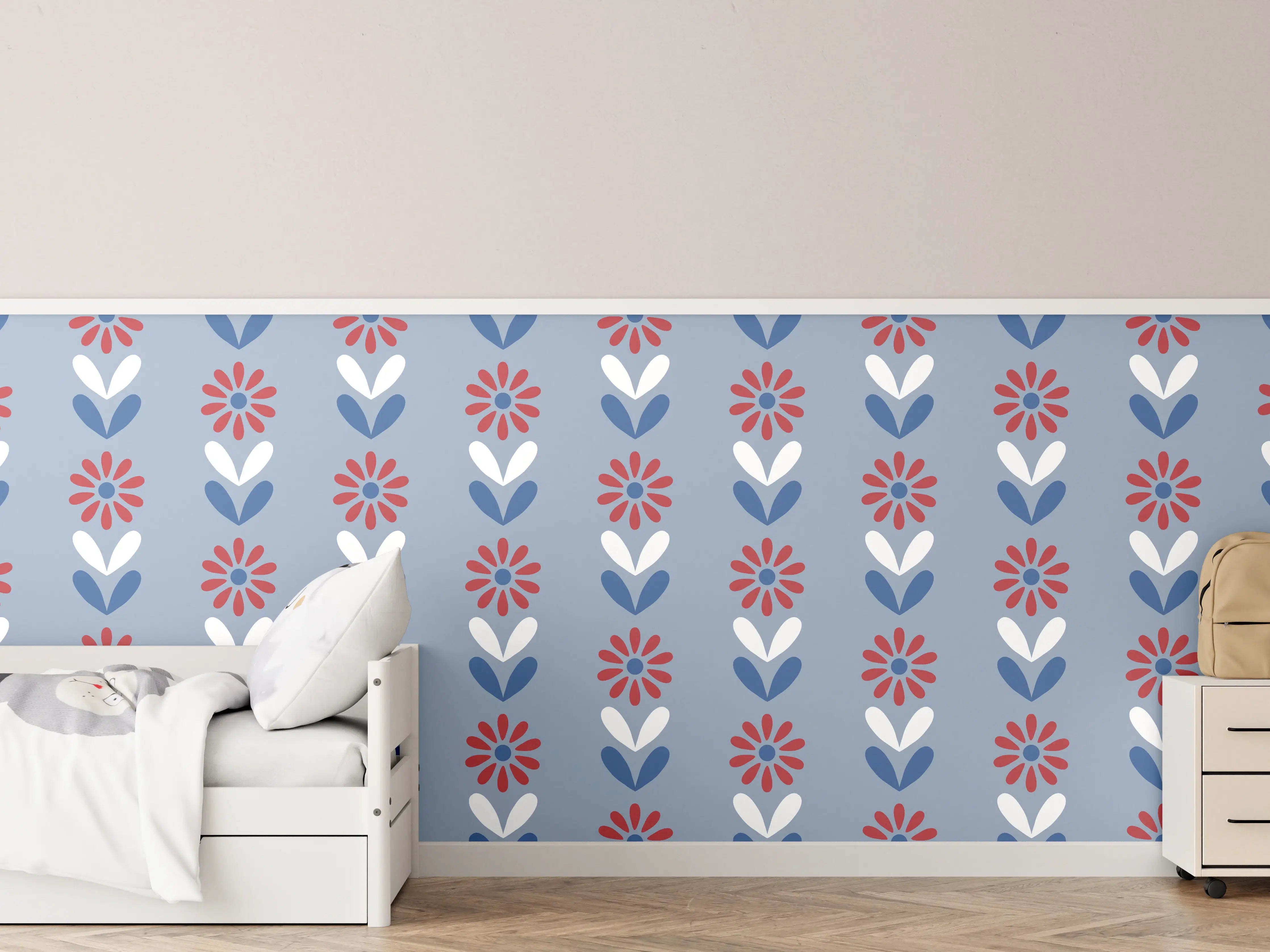 Kinderzimmer Wandgestaltung - Vintage Bloom Gänseblümchen Tapete