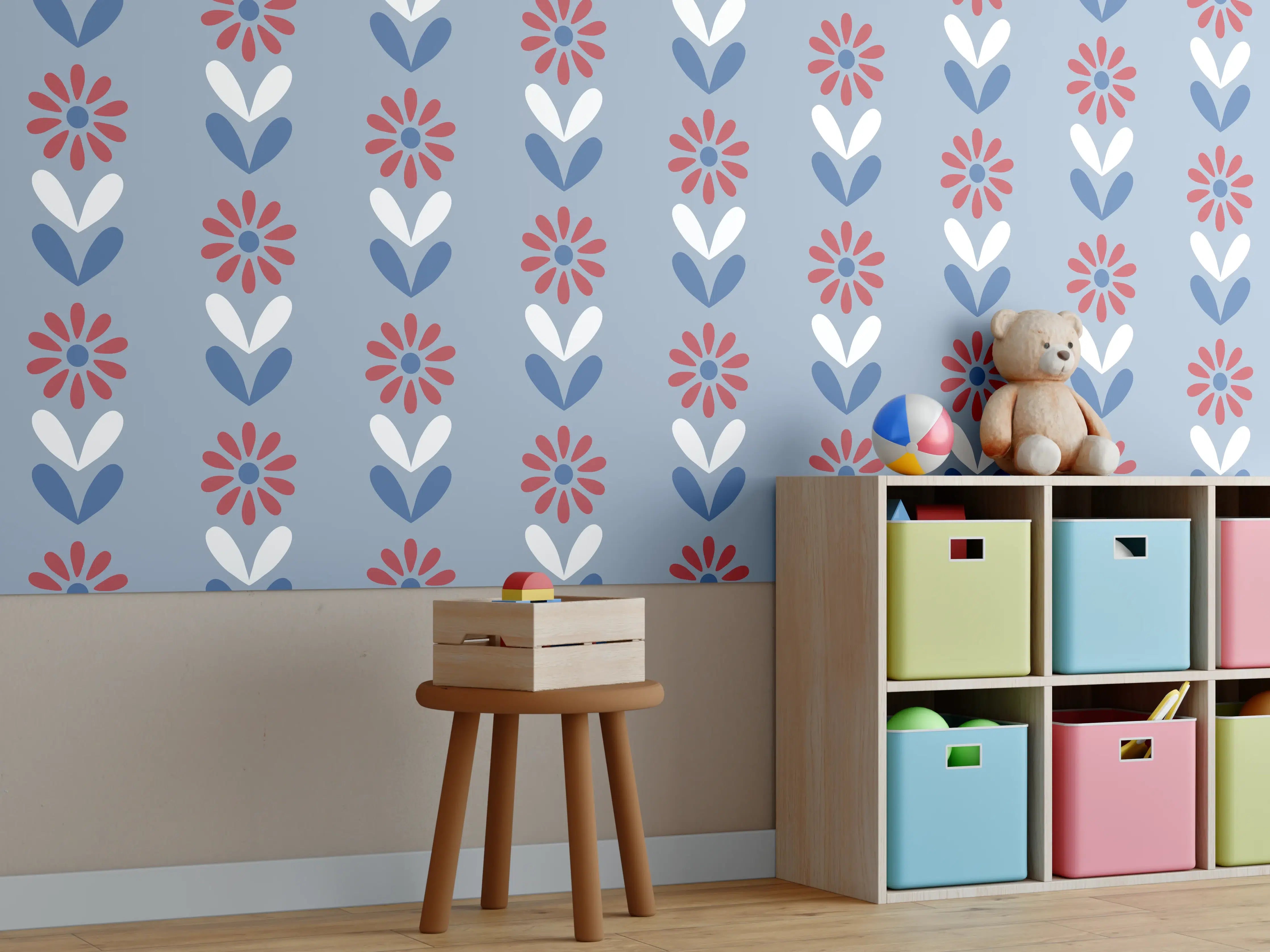 Kinderzimmer Wandgestaltung - Vintage Bloom Gänseblümchen Tapete