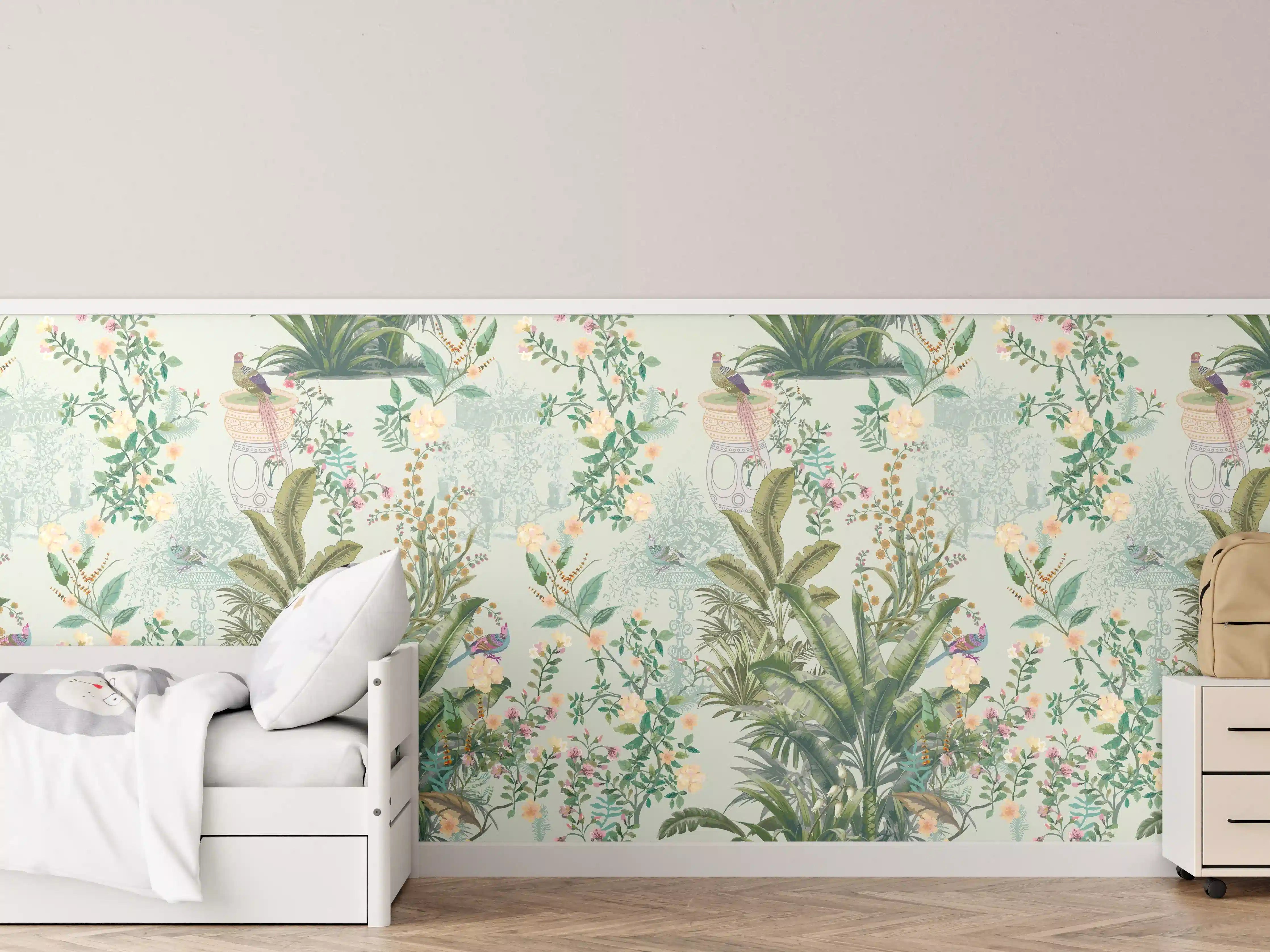 Kinderzimmer Wandgestaltung - Vintage Bloom Grünes Refugium
