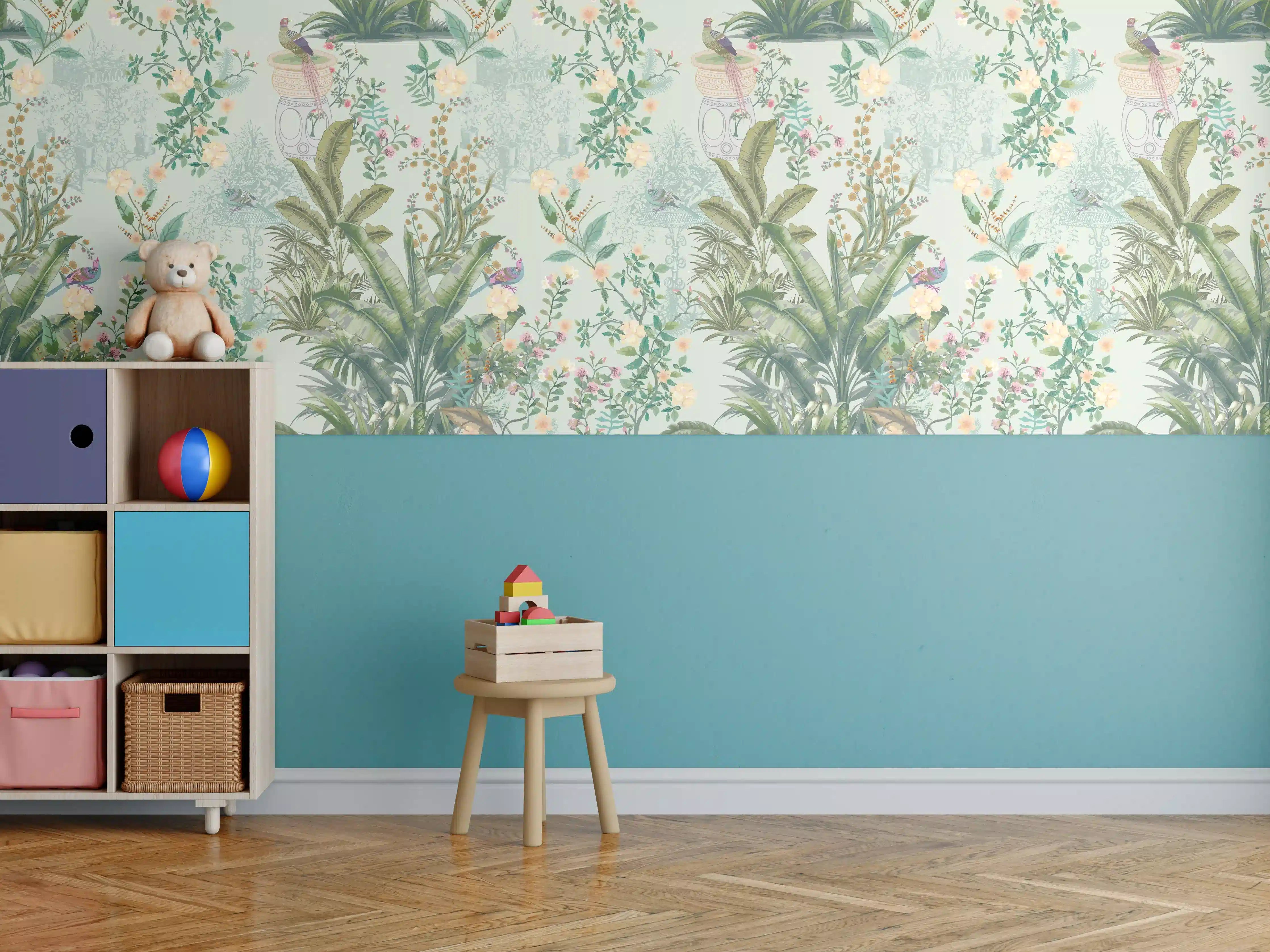 Kinderzimmer Wandgestaltung - Vintage Bloom Grünes Refugium