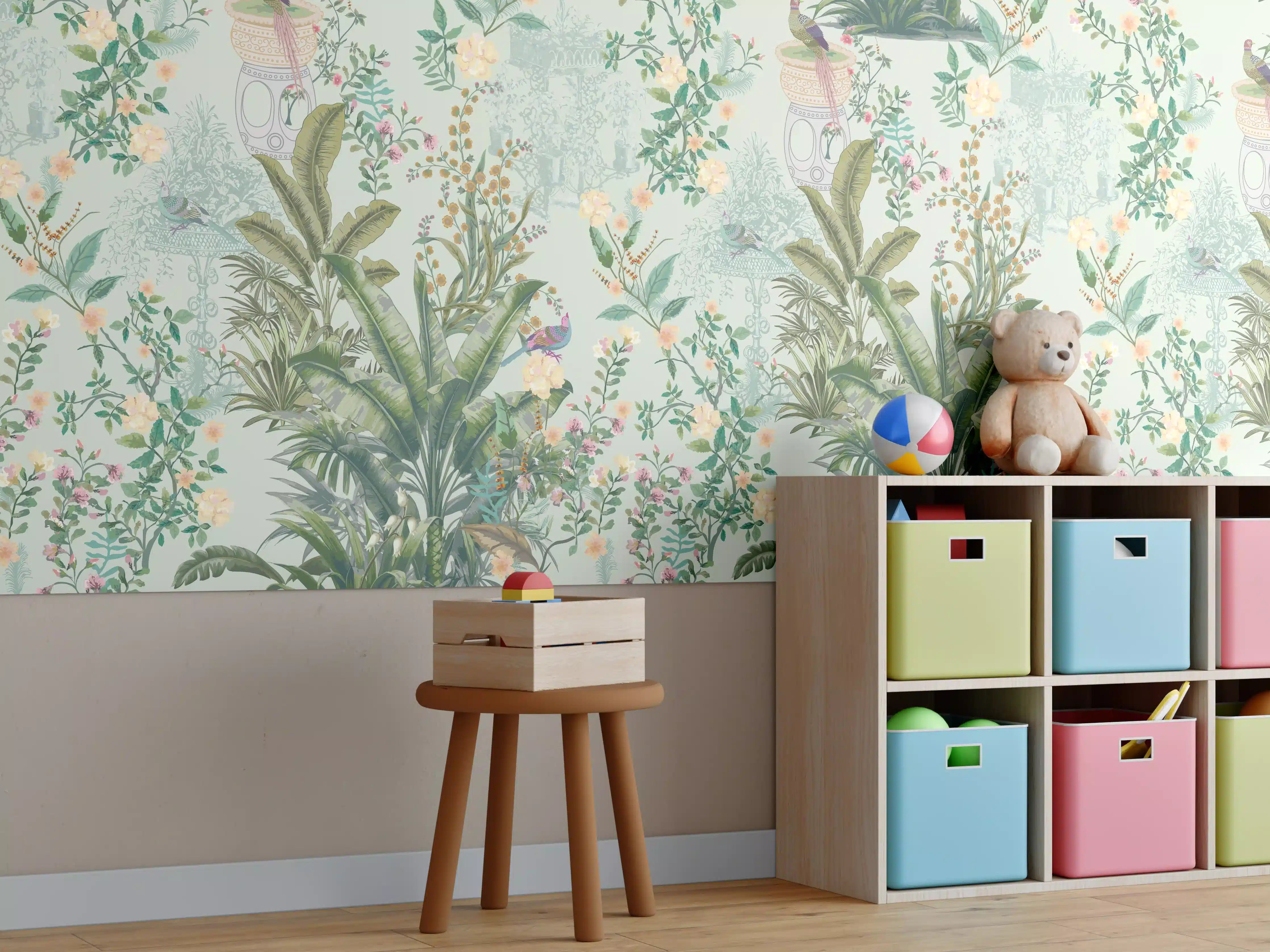 Kinderzimmer Wandgestaltung - Vintage Bloom Grünes Refugium