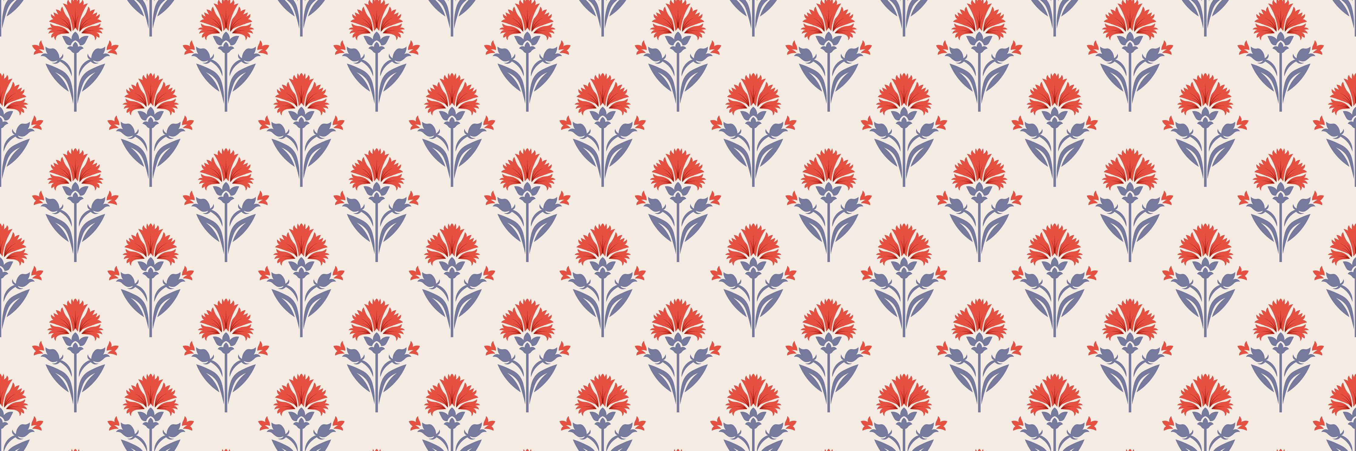 Kinderzimmer Wandgestaltung-Vintage Blumen Tapete Beige-Rot