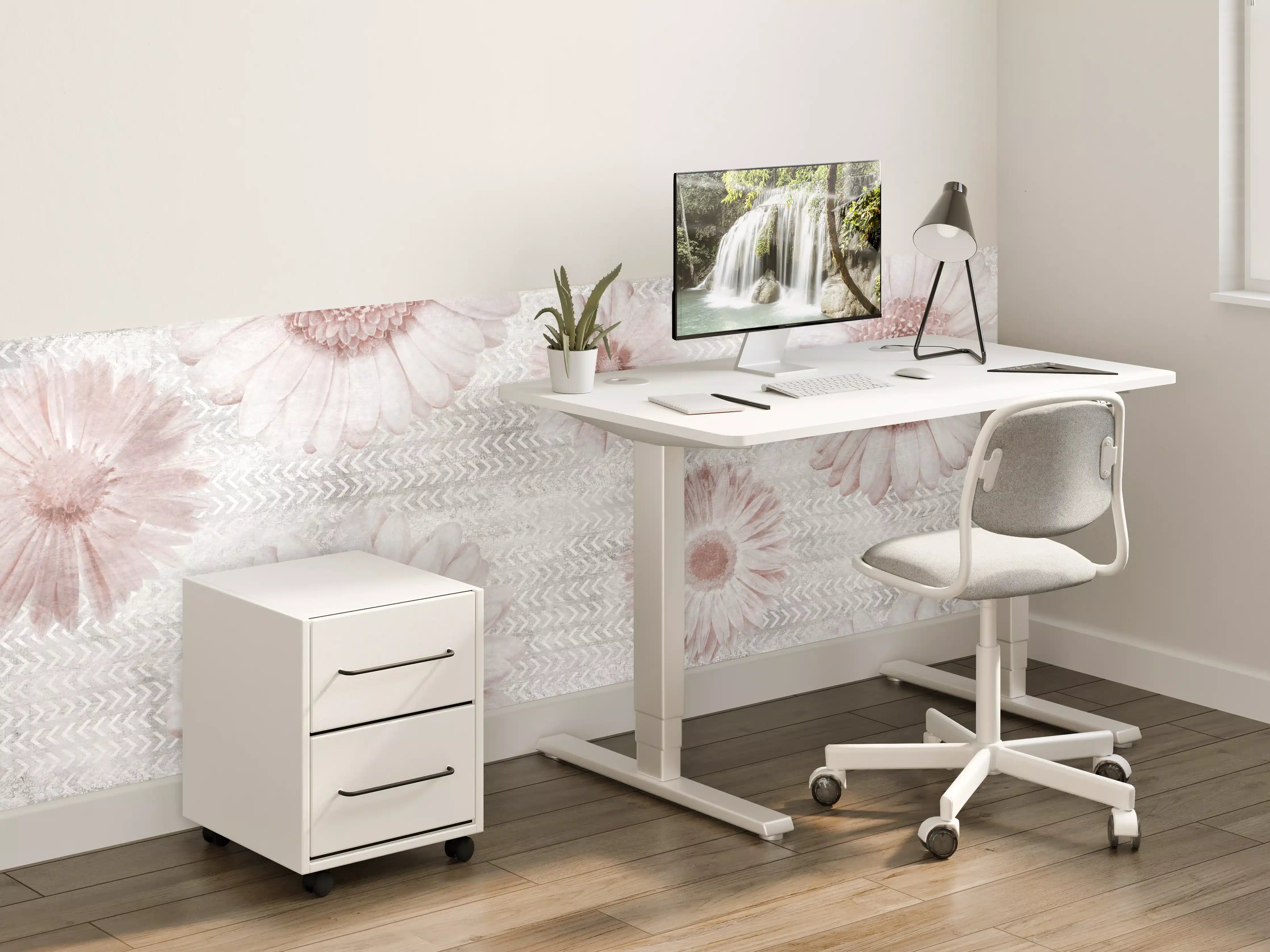 Kinderzimmer Wandgestaltung - Vintage Blumenmuster auf Weiß