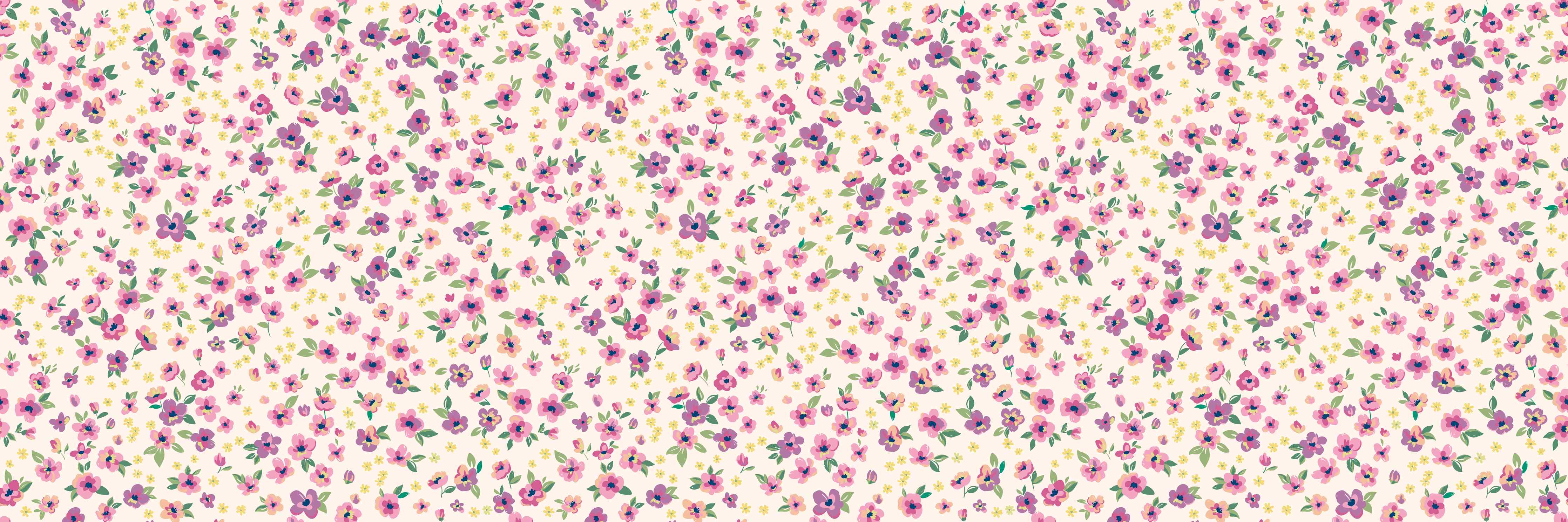 Kinderzimmer Wandgestaltung-Vintage Ditsy Blumenmuster Rosa