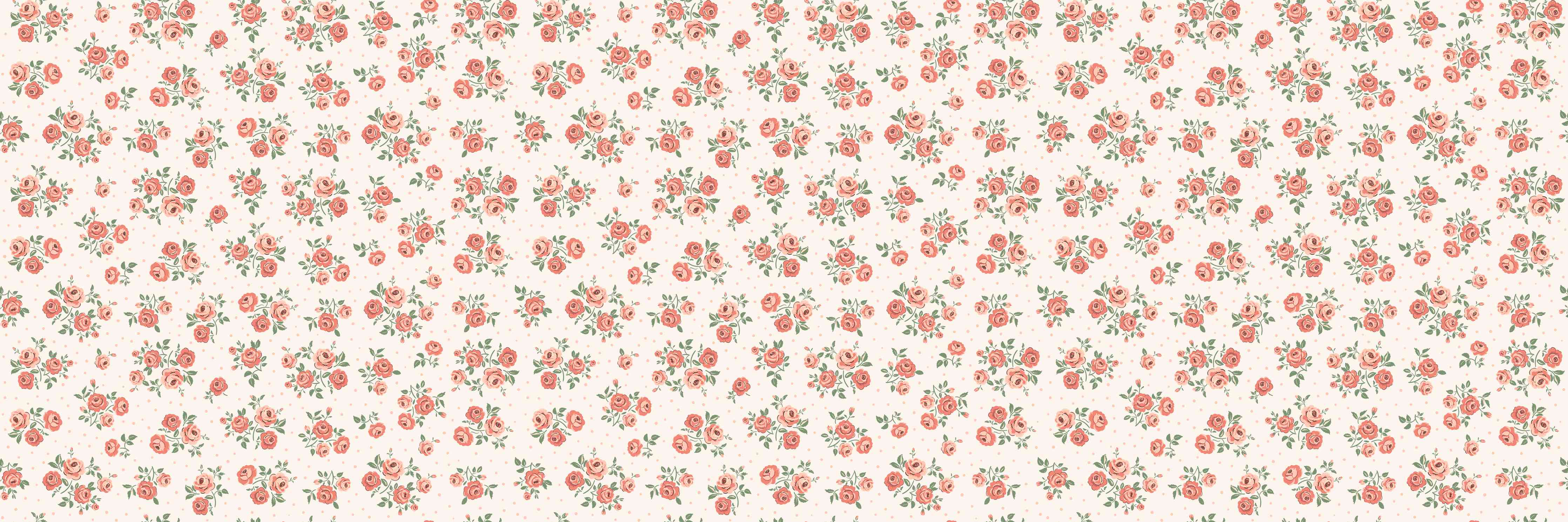 Kinderzimmer Wandgestaltung-Vintage Ditsy Rosenmuster Rosa-Beige