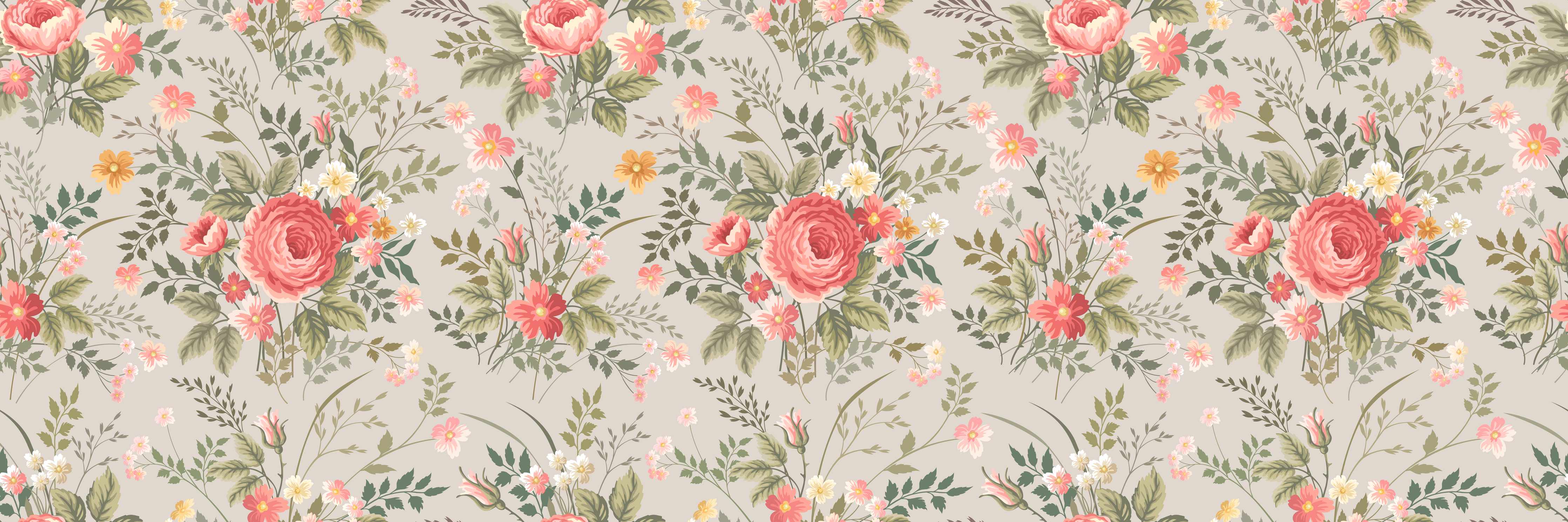 Kinderzimmer Wandgestaltung-Vintage Pfirsich-Blumenmuster