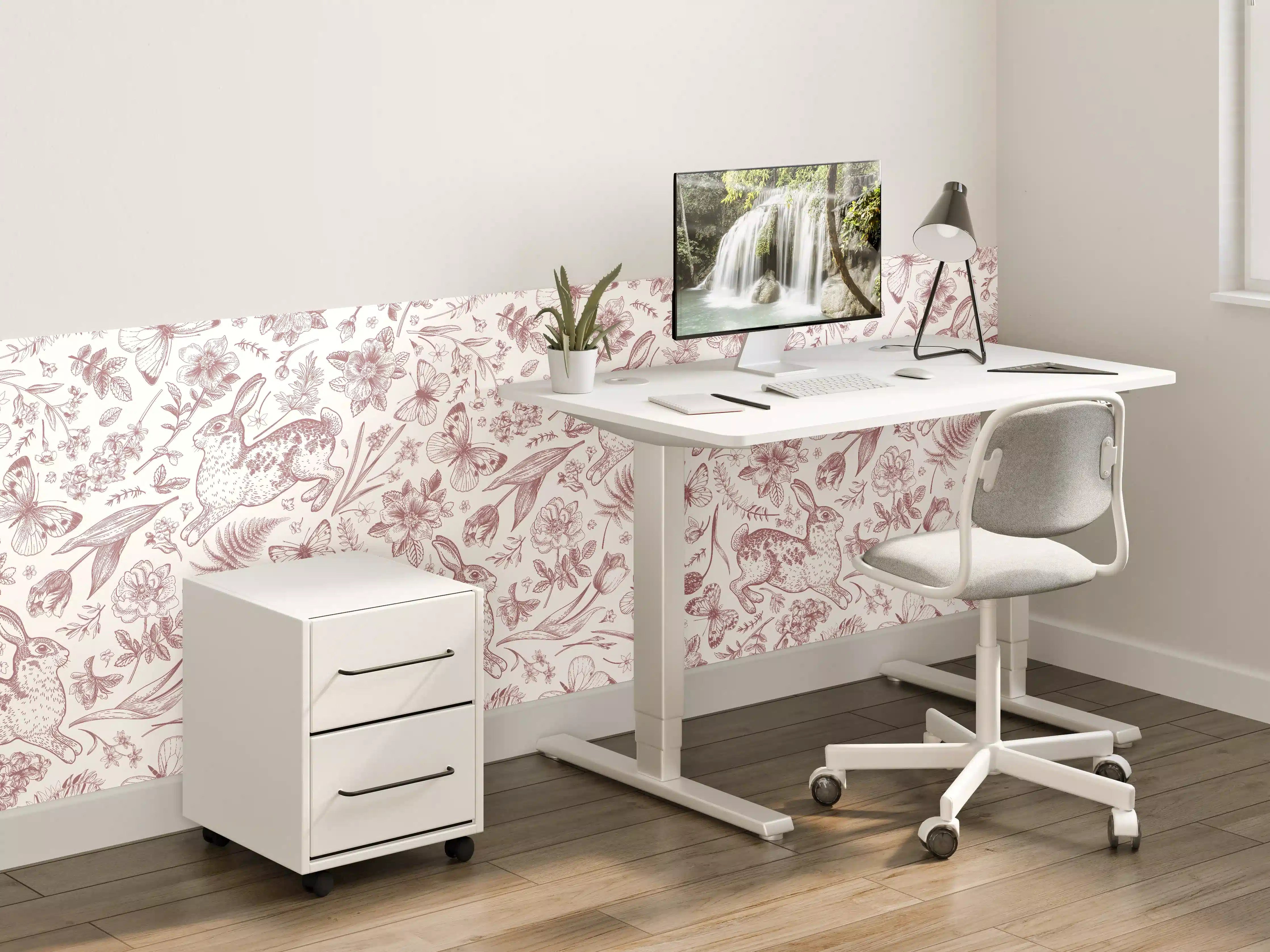 Kinderzimmer Wandgestaltung - Vintage Rosa Blumenmuster