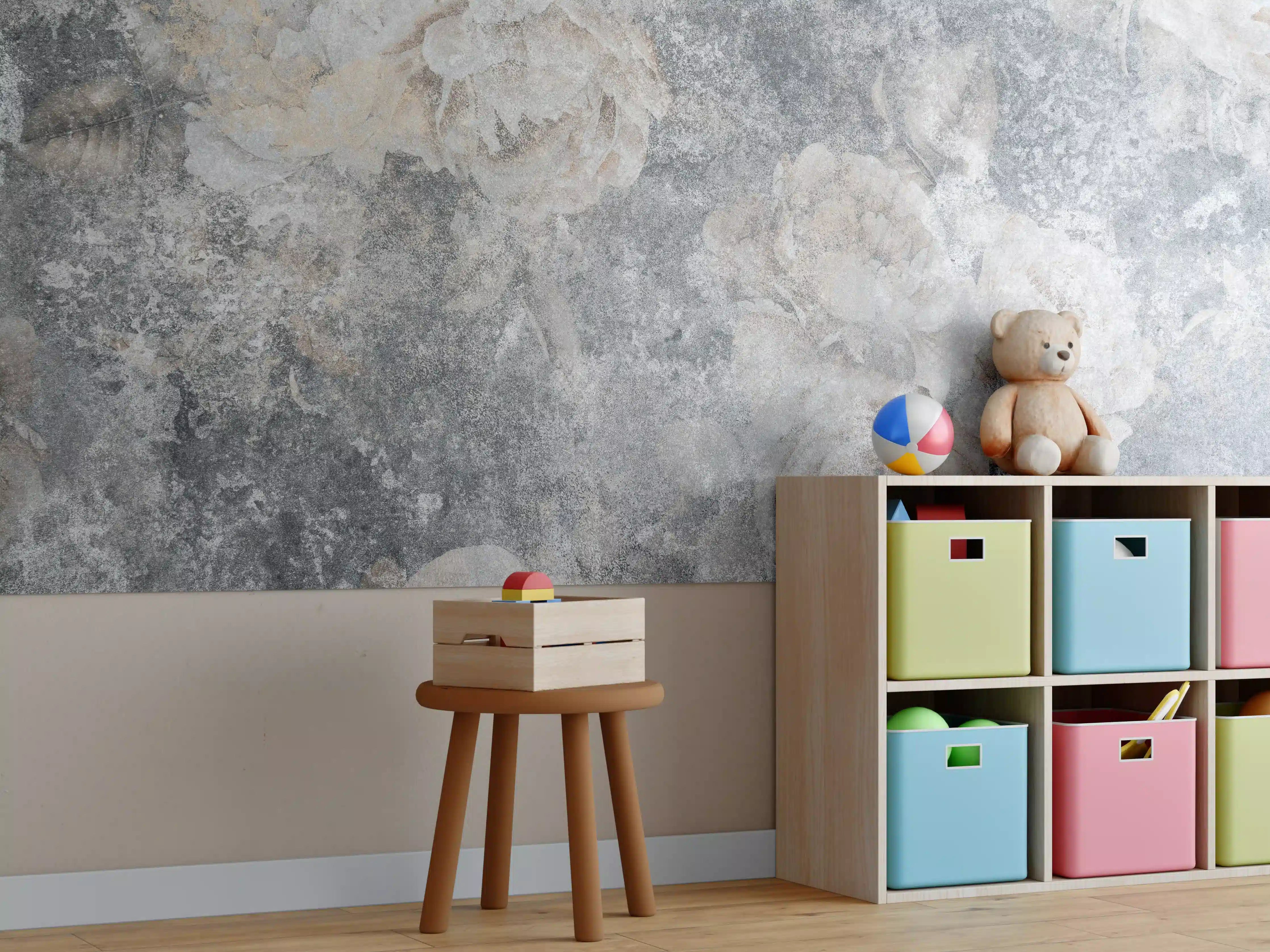 Kinderzimmer Wandgestaltung - Vintage Rosenmuster