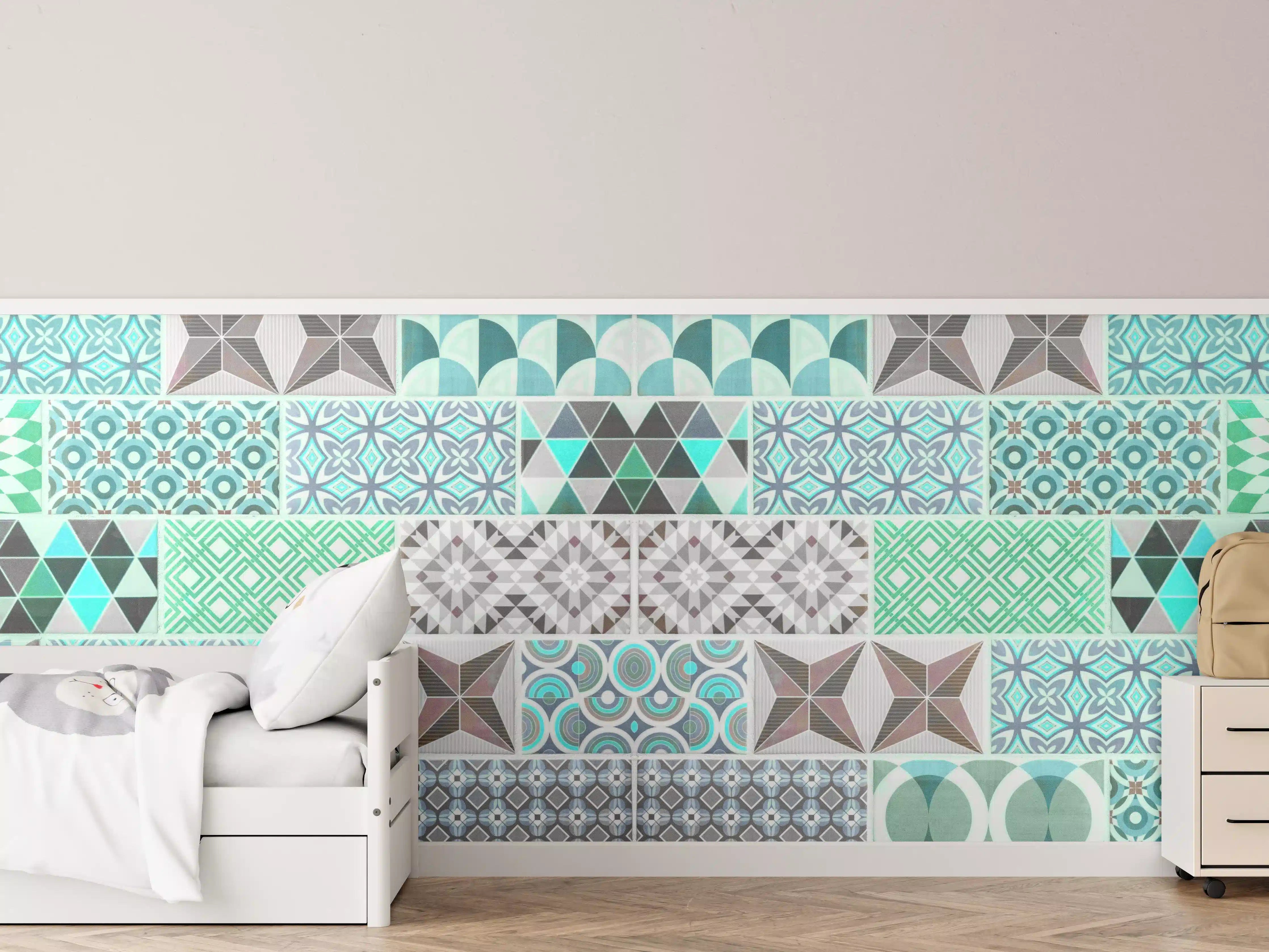 Kinderzimmer Wandgestaltung - Vintage geometrisch Mosaik