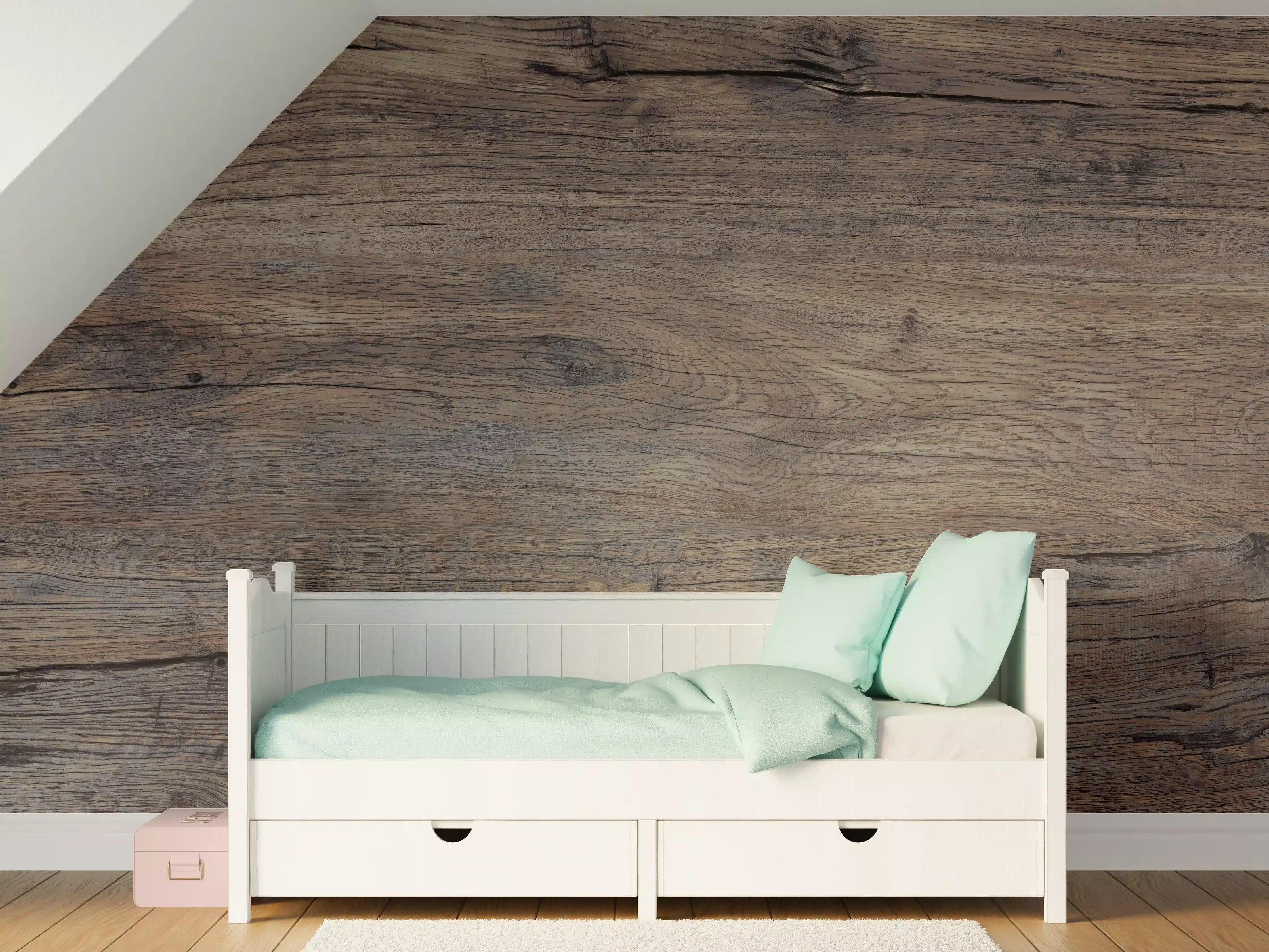 Kinderzimmer Wandgestaltung - Vintage gräuliche Holztextur