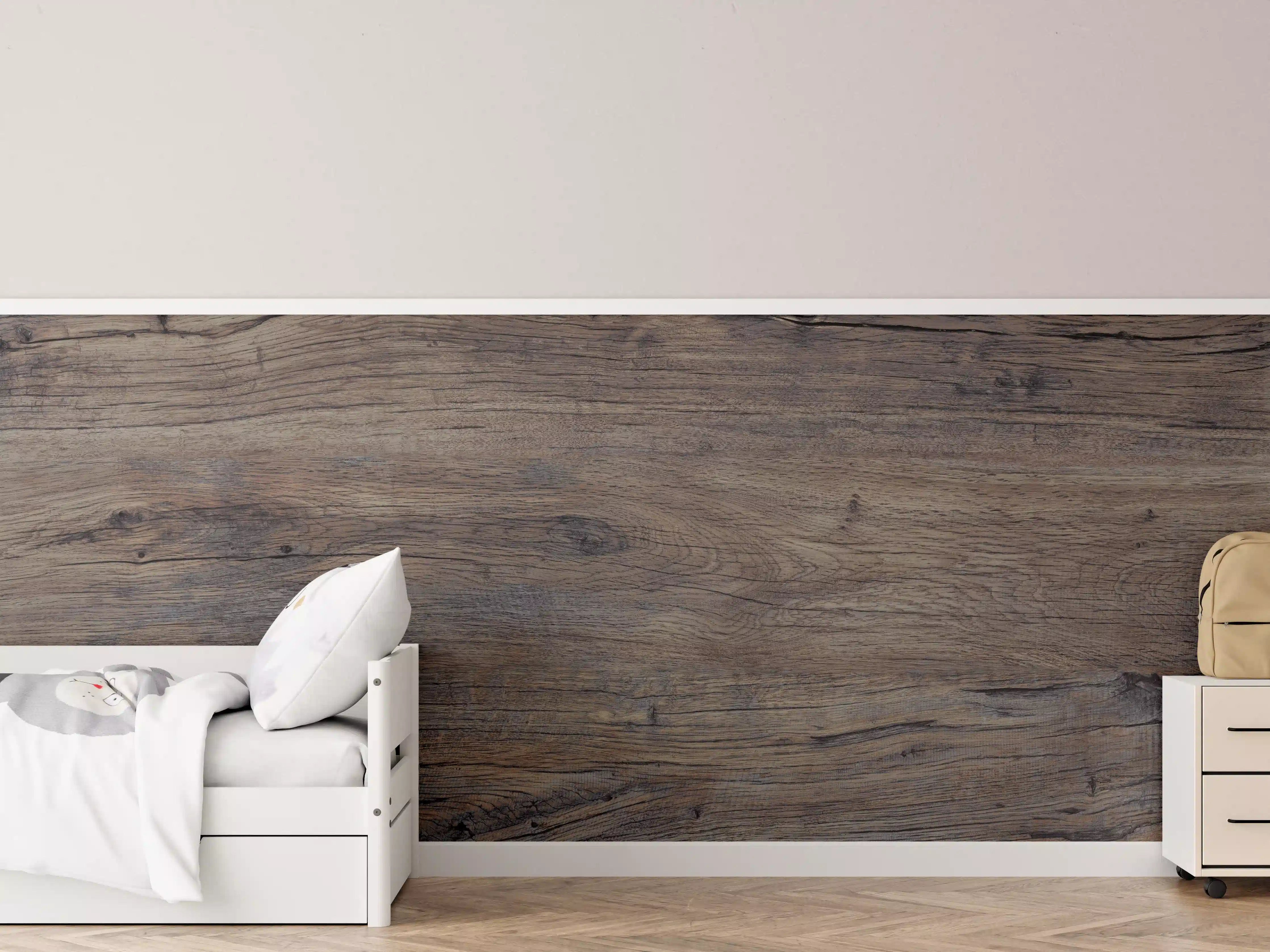 Kinderzimmer Wandgestaltung - Vintage gräuliche Holztextur