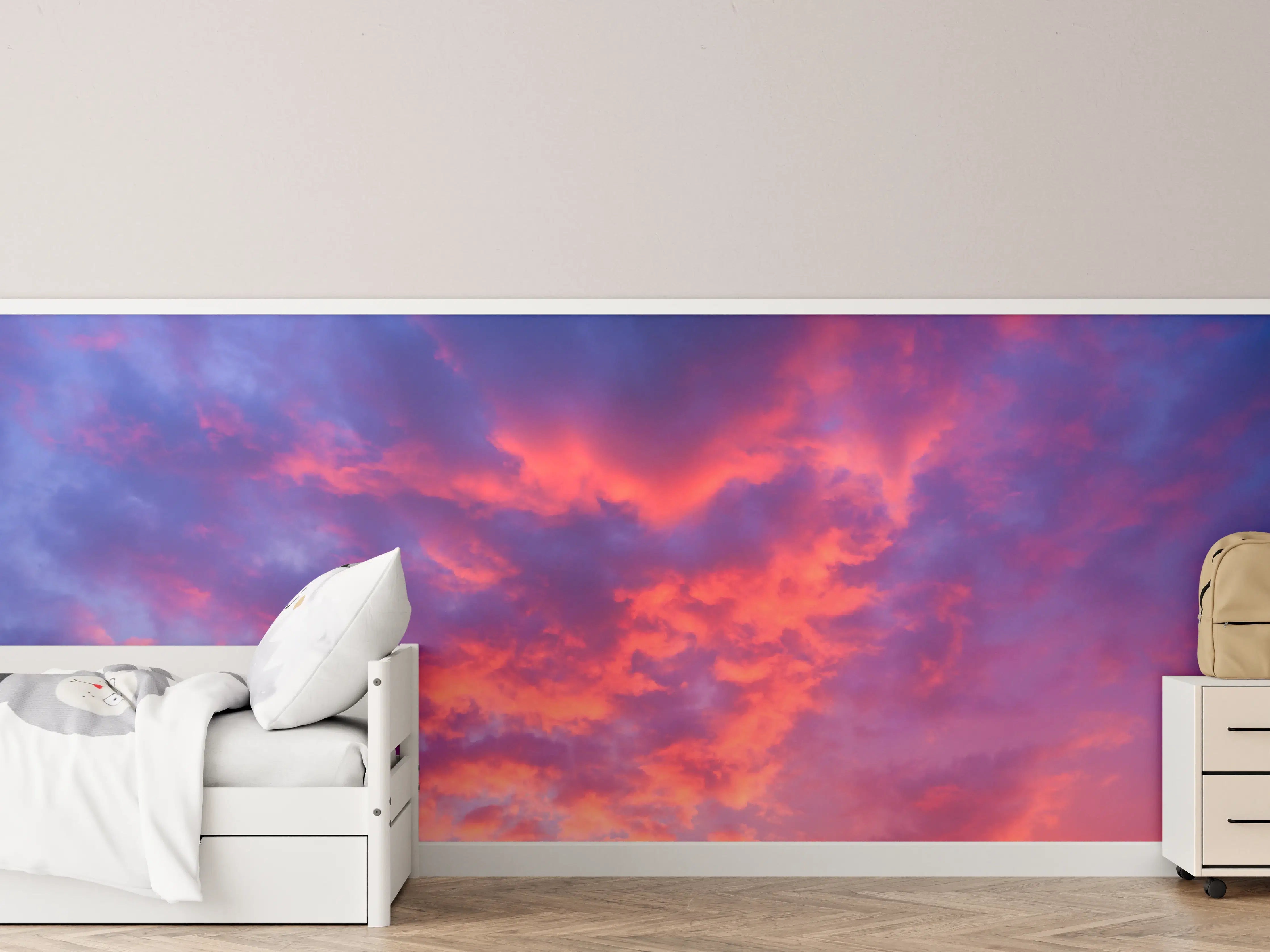Kinderzimmer Wandgestaltung - Violett-Pinker Sonnenuntergang
