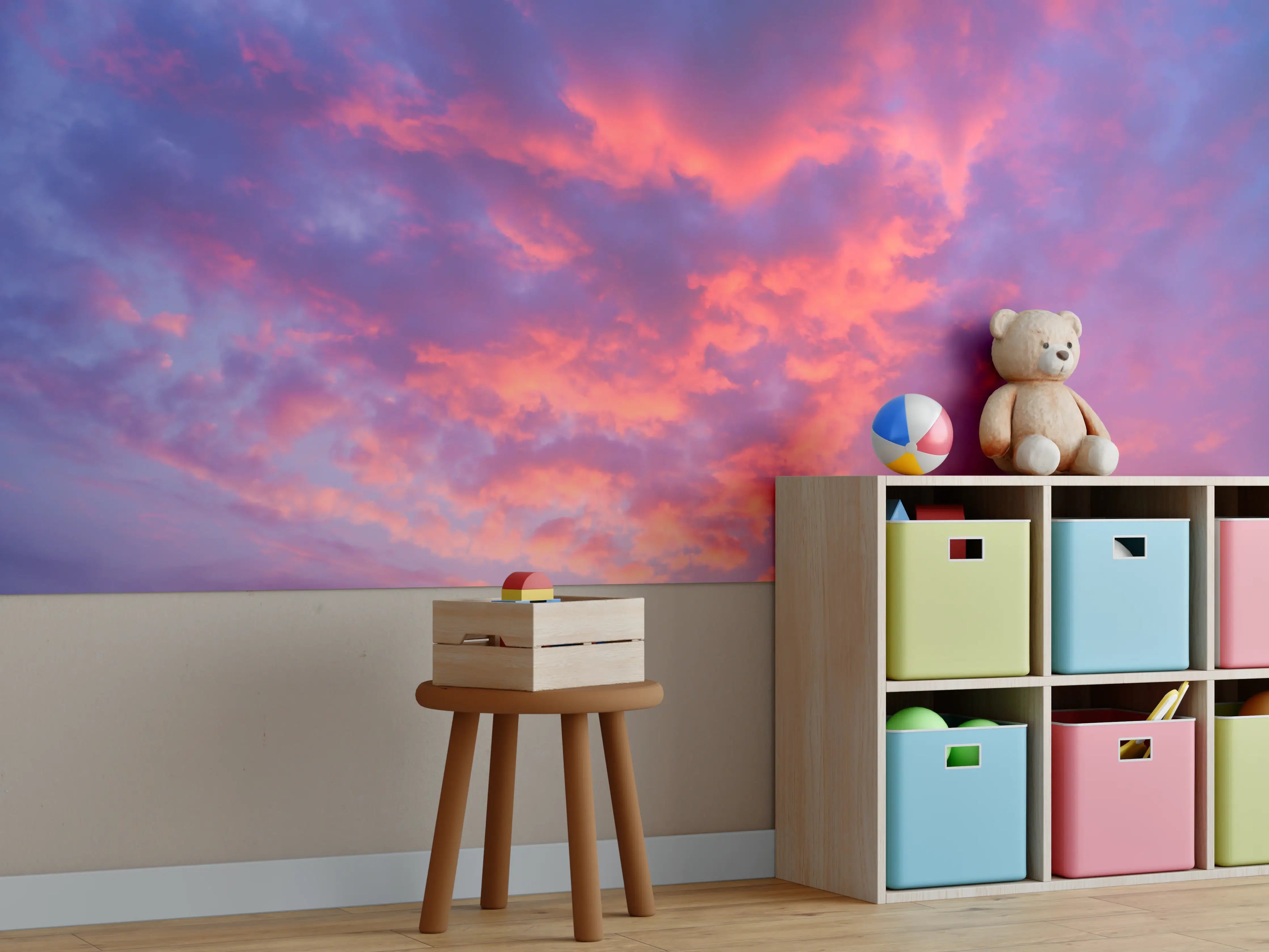 Kinderzimmer Wandgestaltung - Violett-Pinker Sonnenuntergang