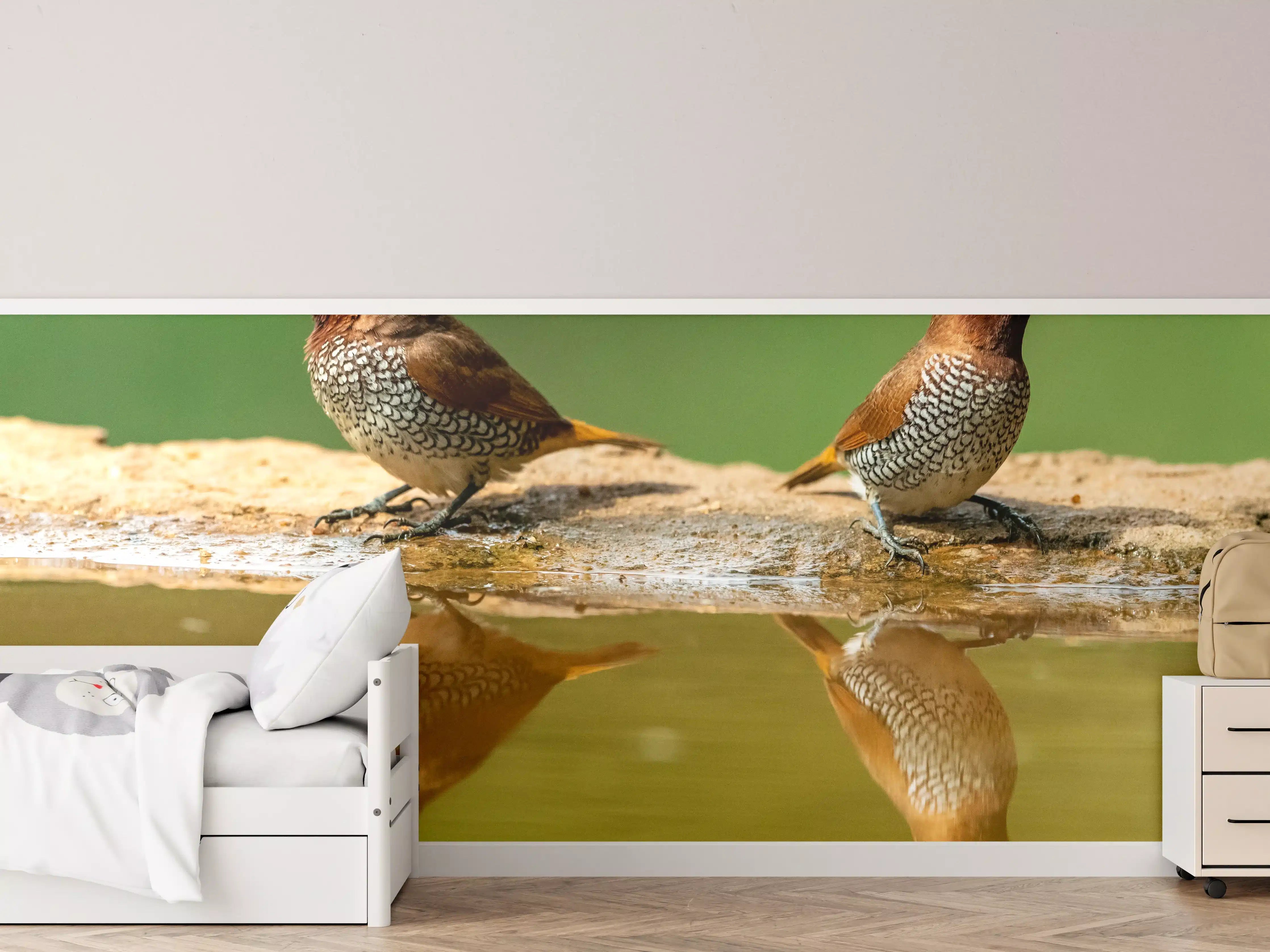 Kinderzimmer Wandgestaltung - Vögel Spiegelung im Wasser