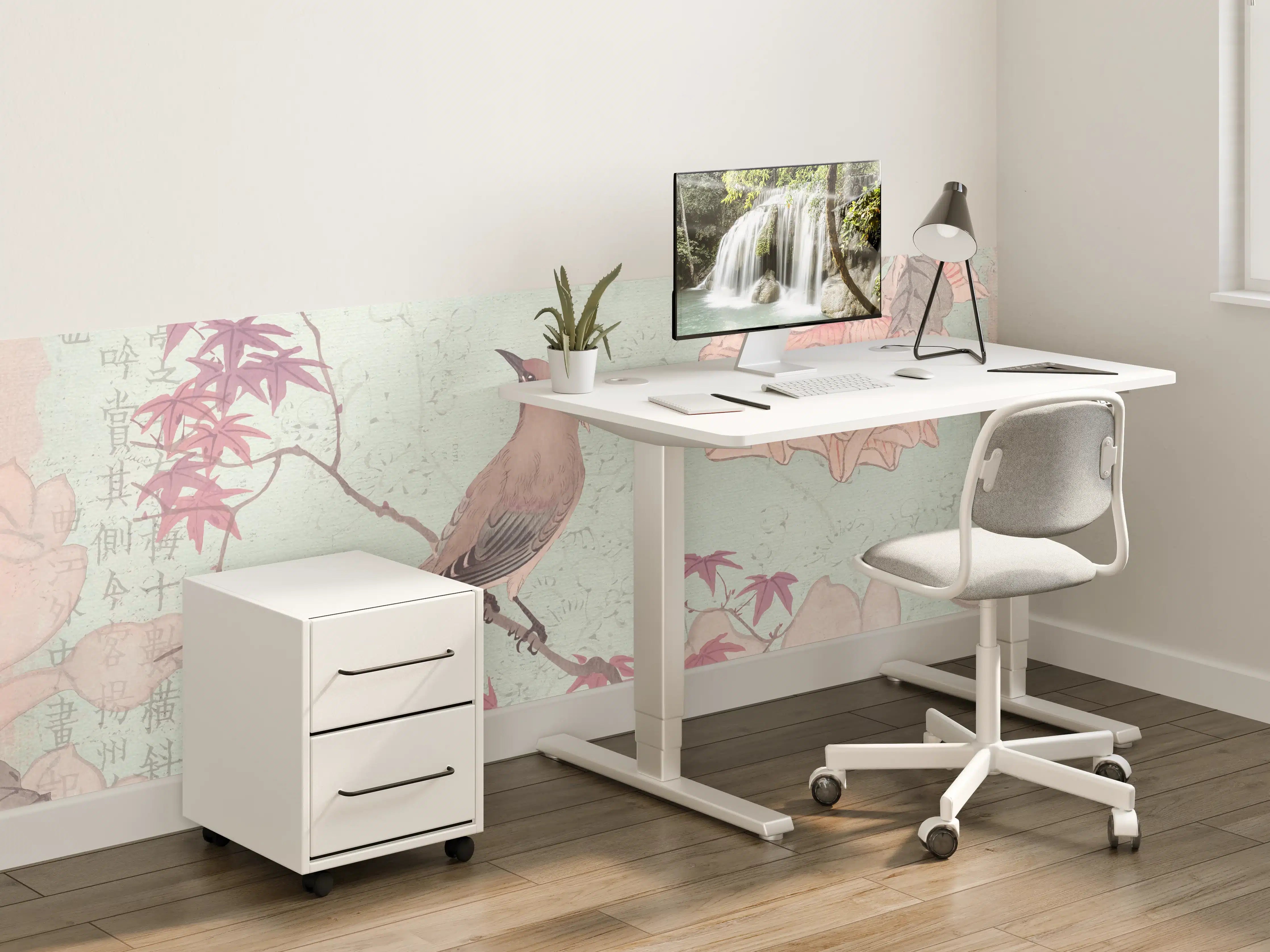 Kinderzimmer Wandgestaltung - Vogel Zeichnung - Rosa