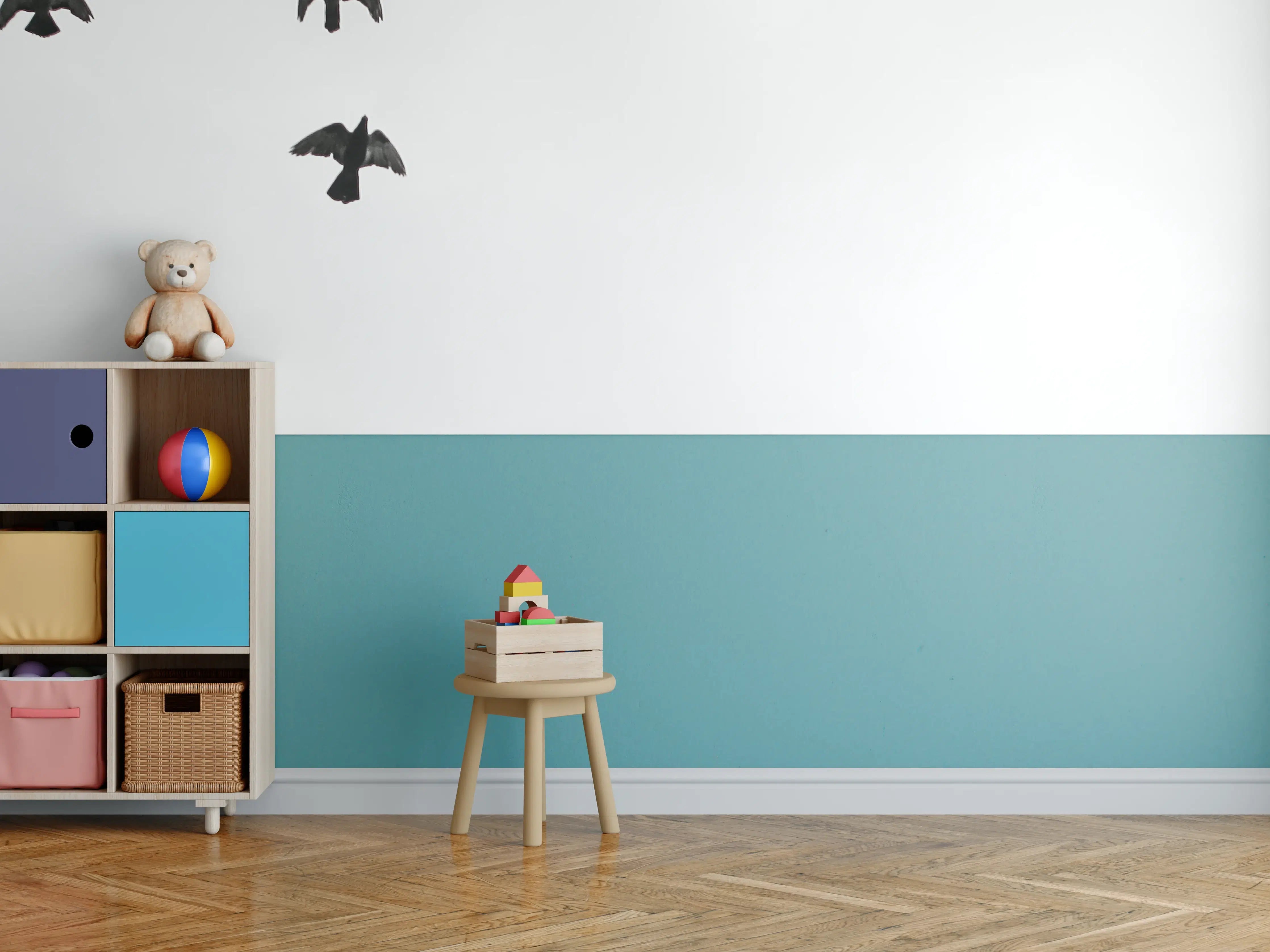 Kinderzimmer Wandgestaltung - Vogelschwarm - schwarz-weiß