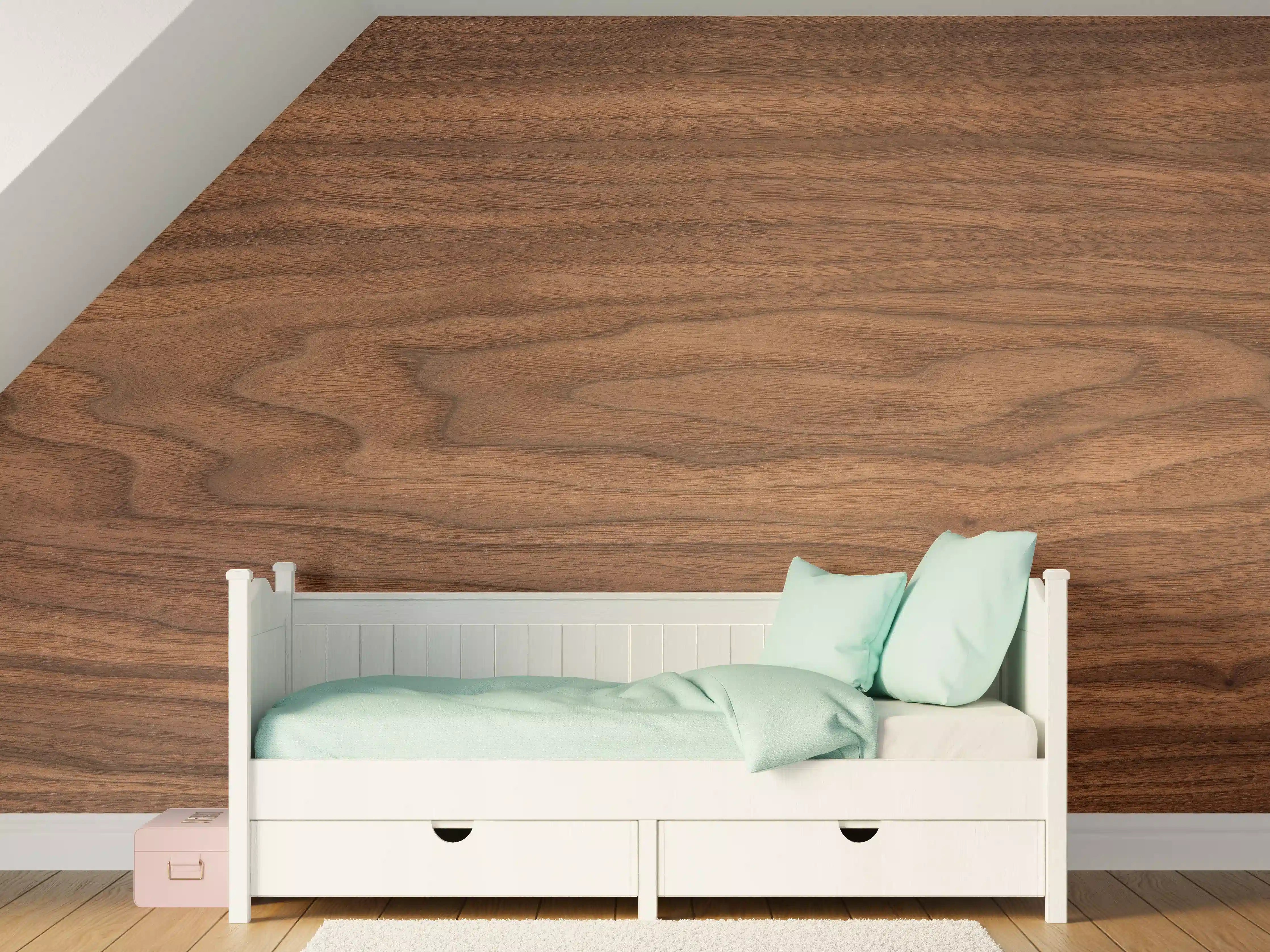 Kinderzimmer Wandgestaltung - Walnussholz Matt