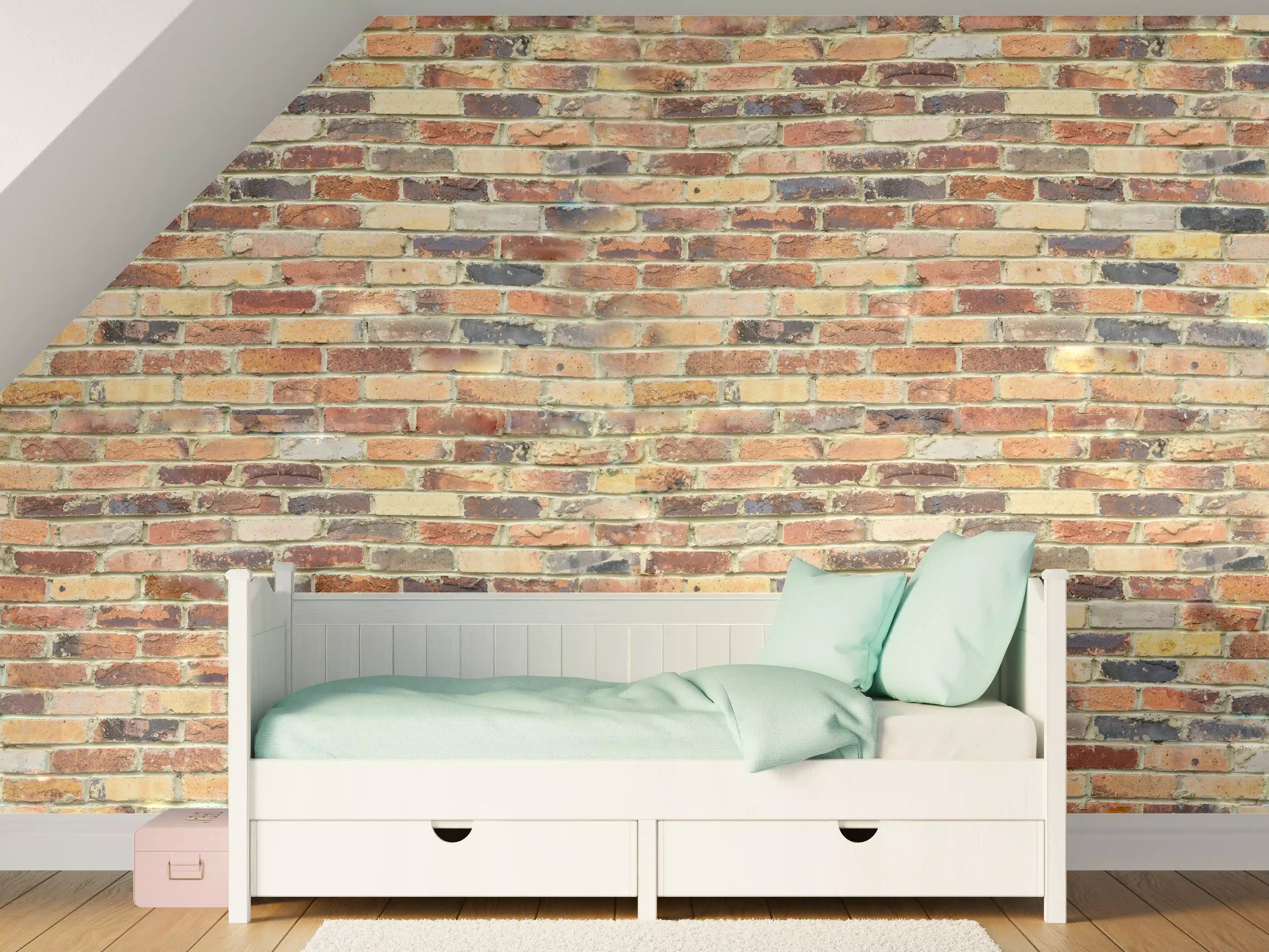 Kinderzimmer Wandgestaltung - Wand aus farbigen Ziegeln