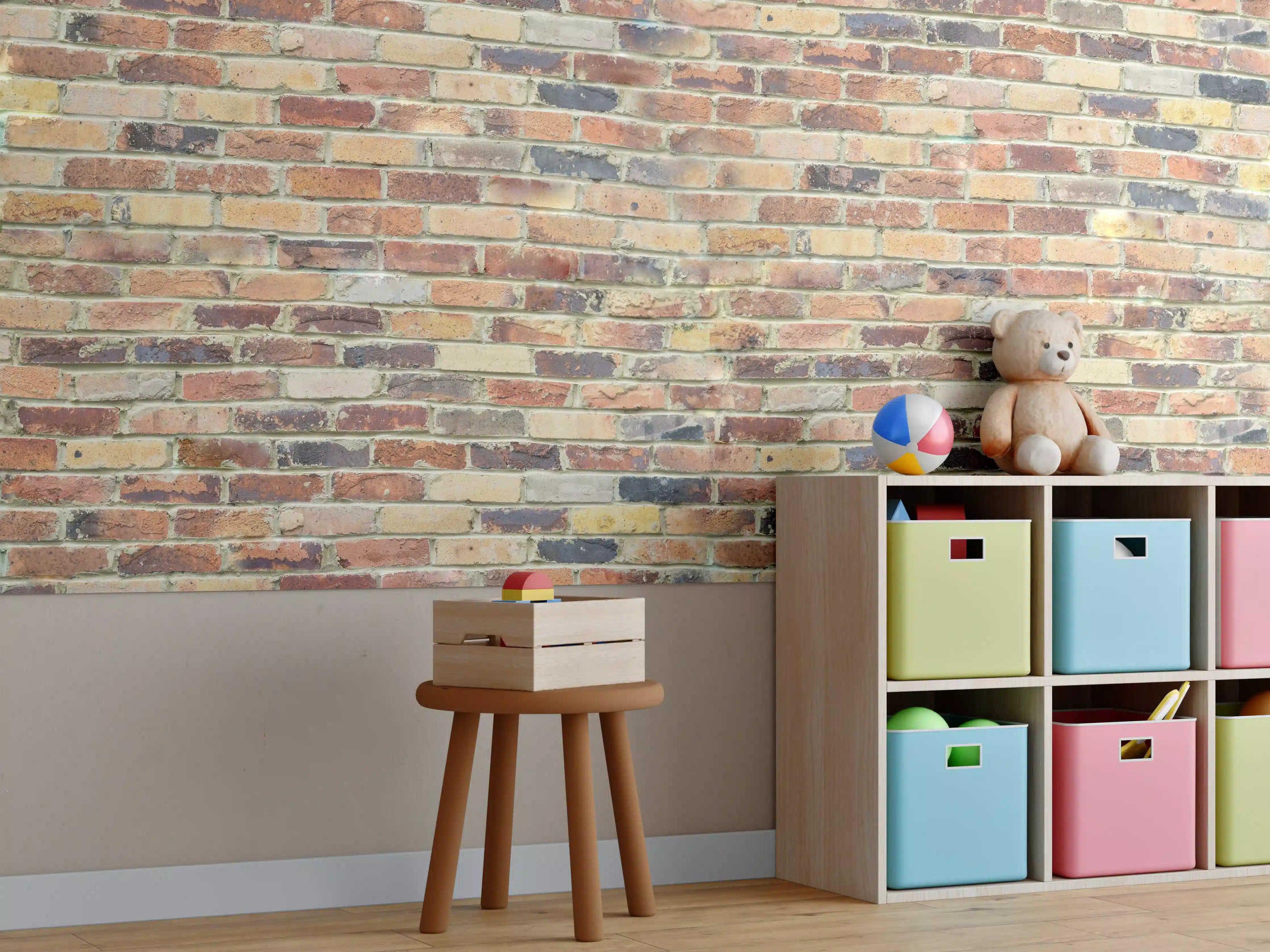 Kinderzimmer Wandgestaltung - Wand aus farbigen Ziegeln