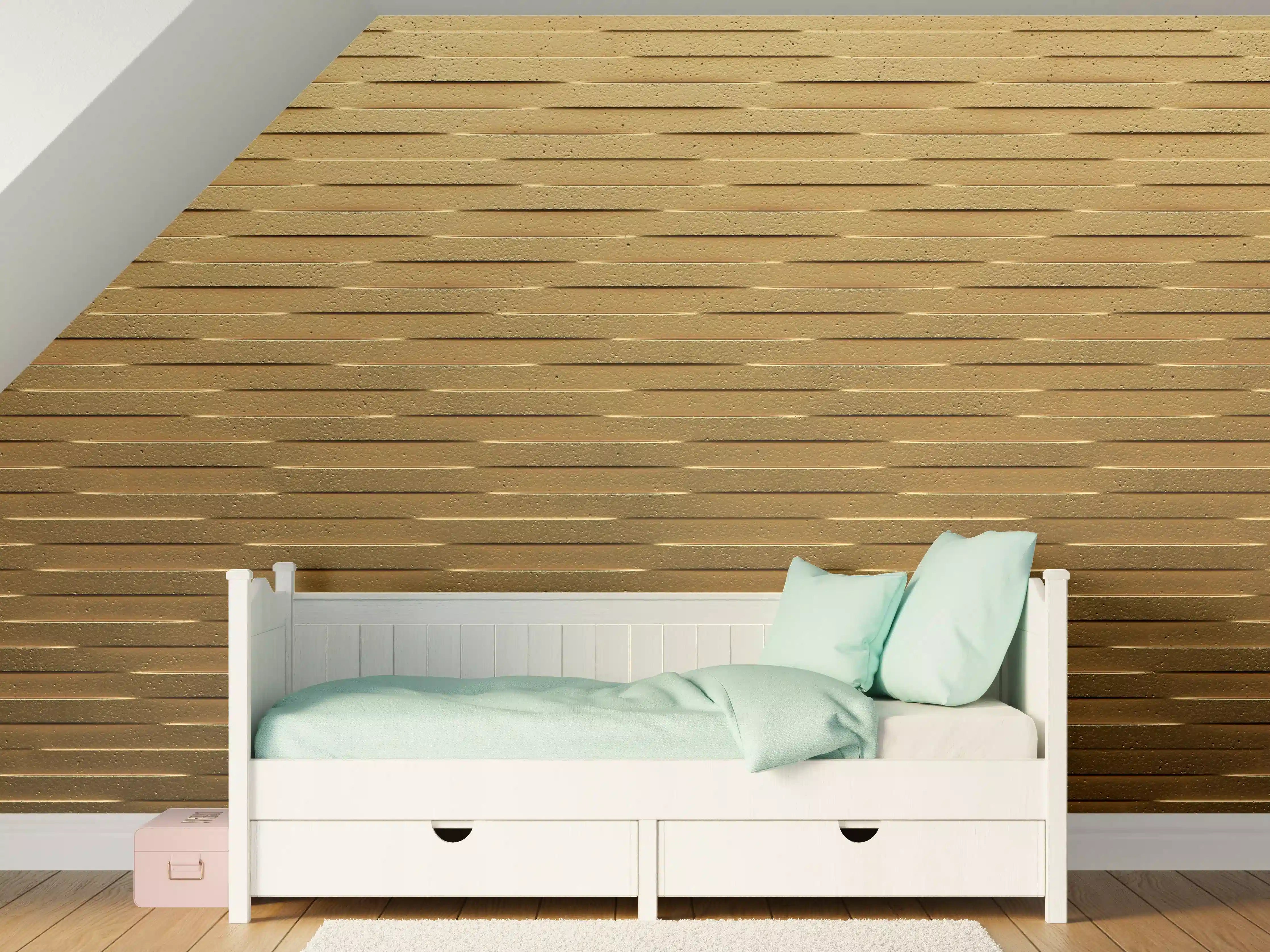 Kinderzimmer Wandgestaltung - Warme Holzmaserung mit Grautönen