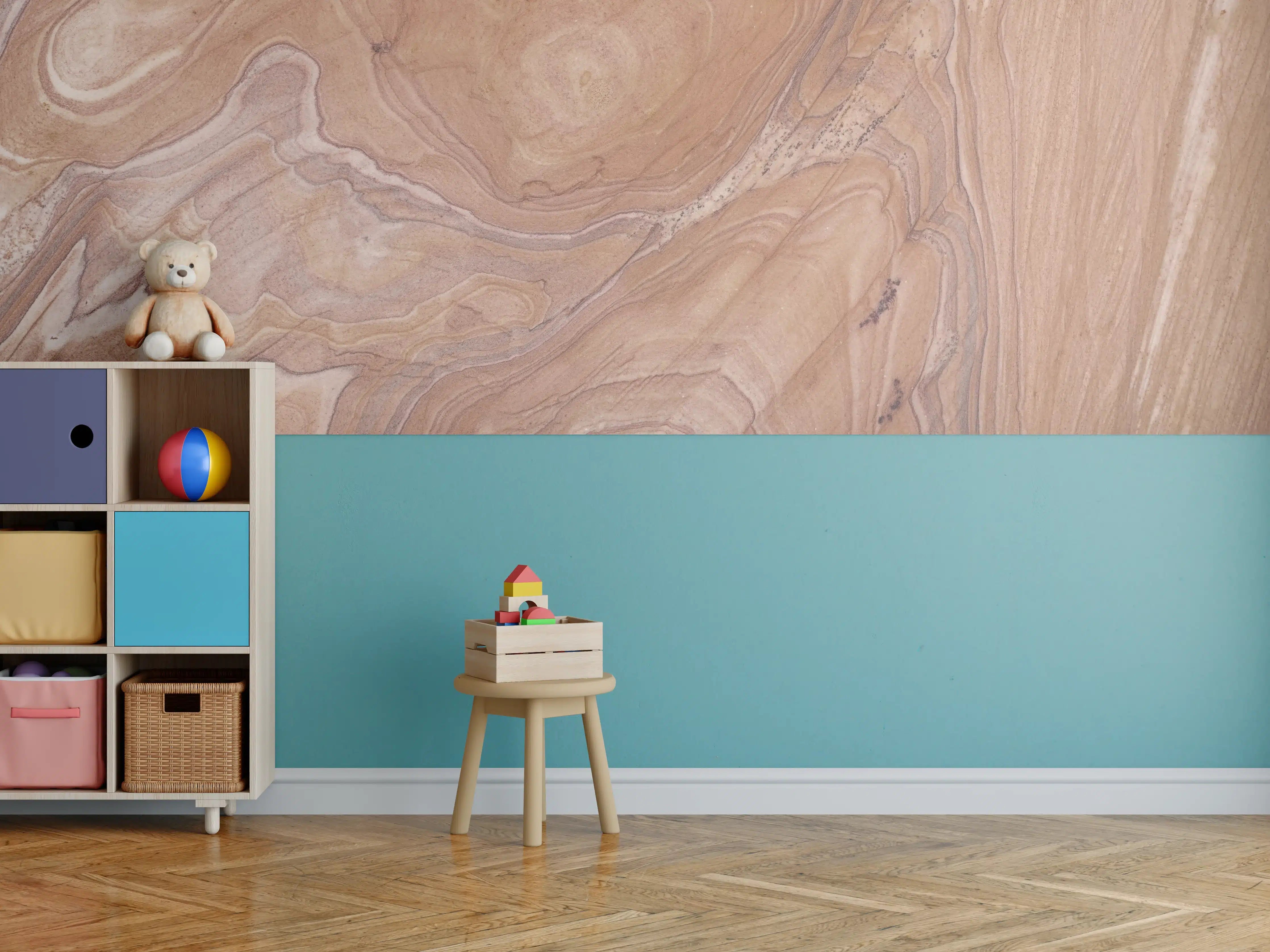 Kinderzimmer Wandgestaltung - Warme Holzmaserung mit natürlicher Maserung